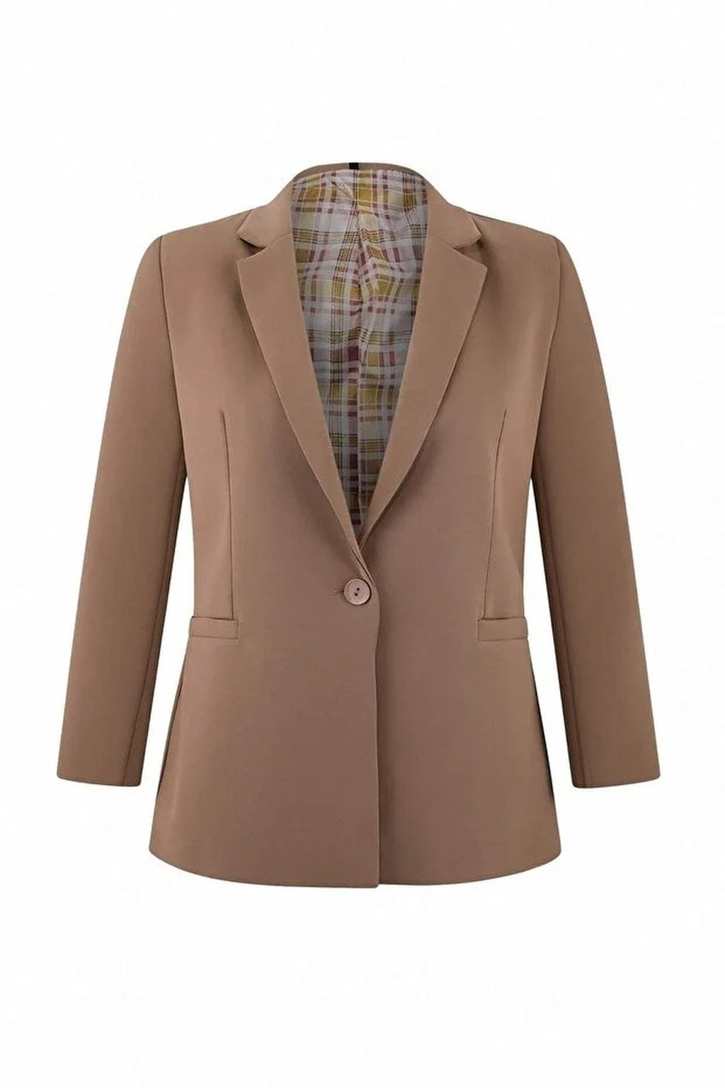 Plaid Lined Woven Plus Size Jacket