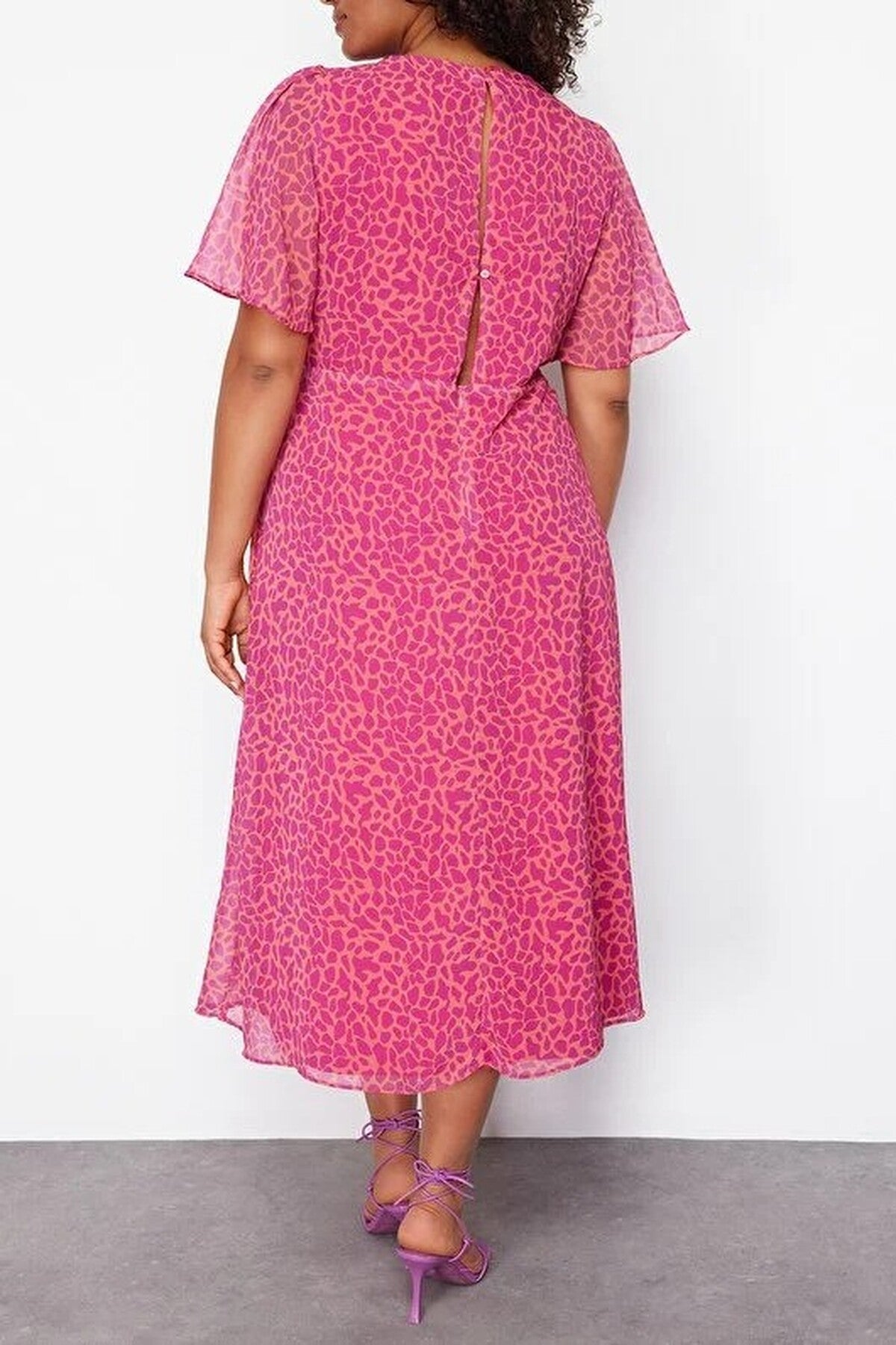 Animal Print A-line Midi Woven Dress