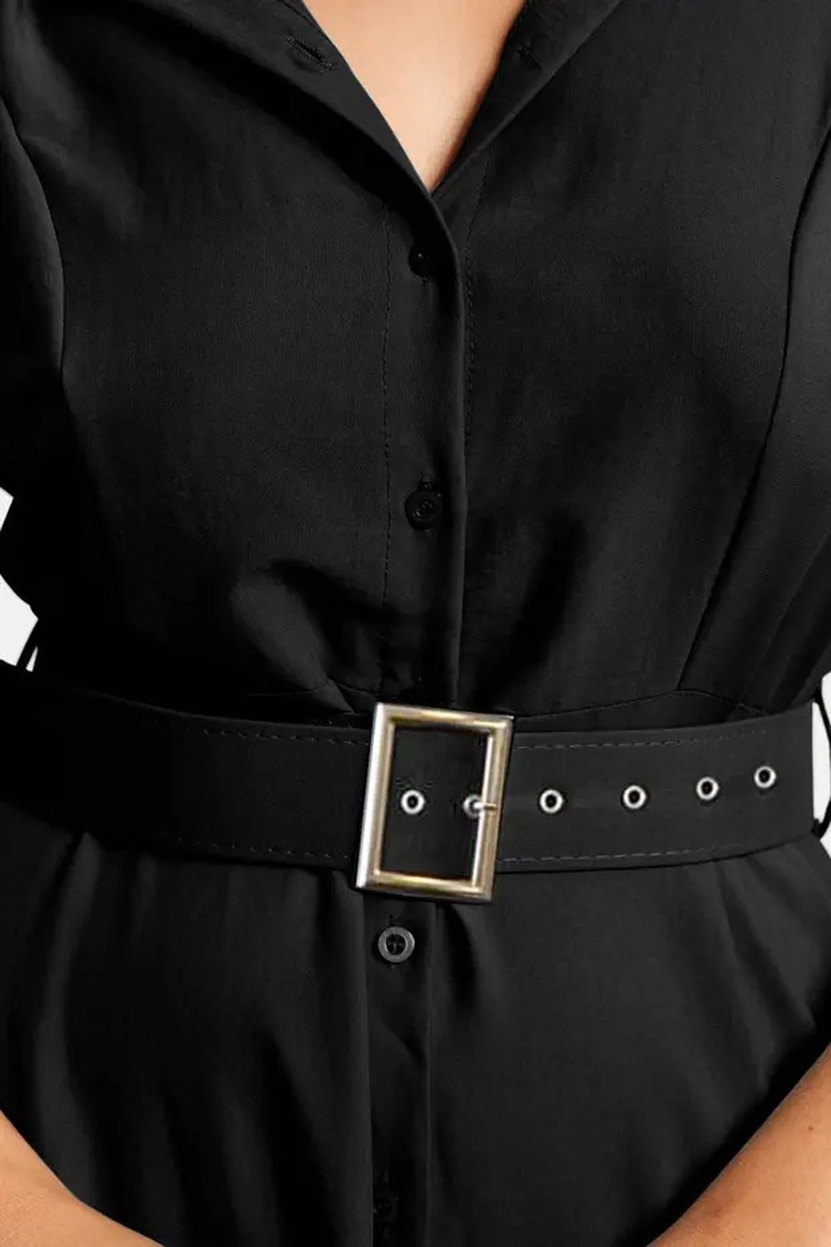 Belted Woven Shirt Dress