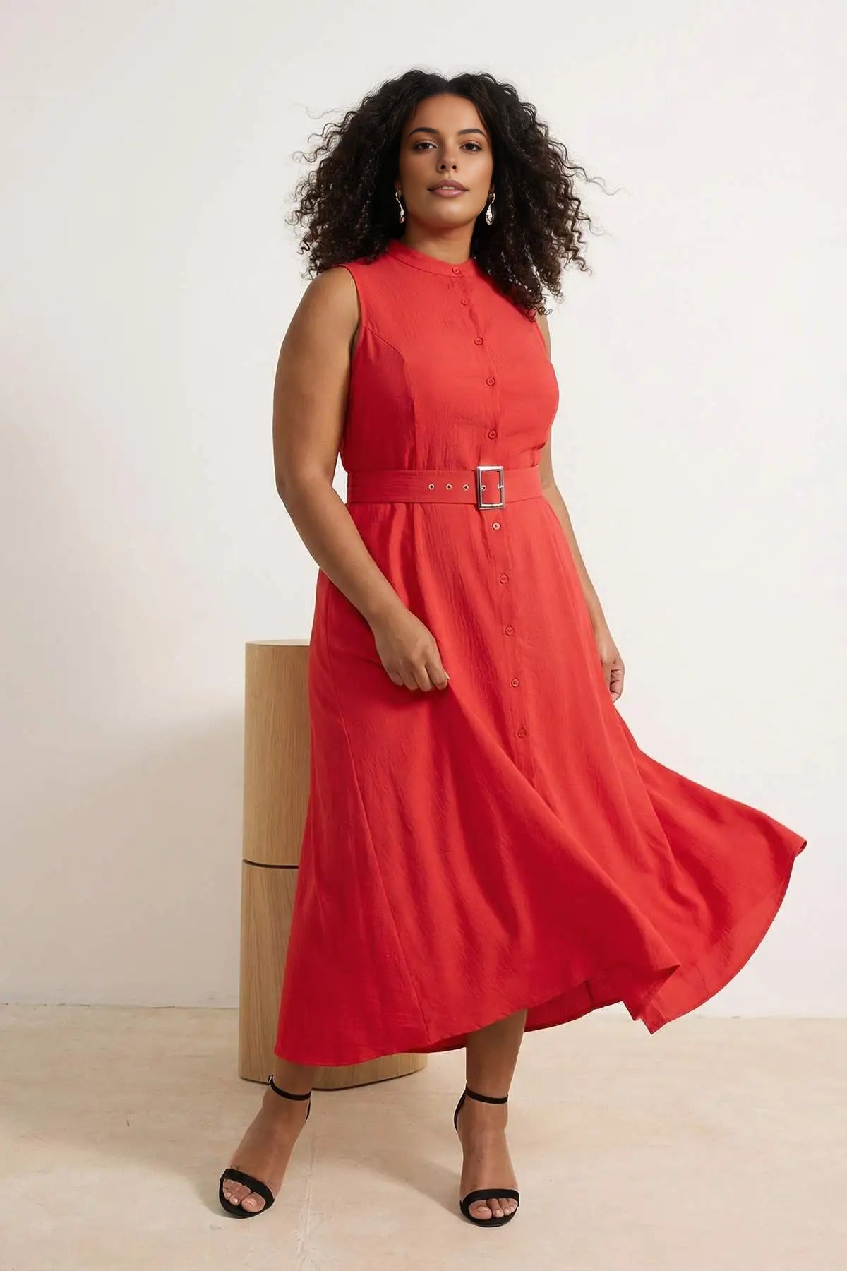 Belted Woven Shirt Dress