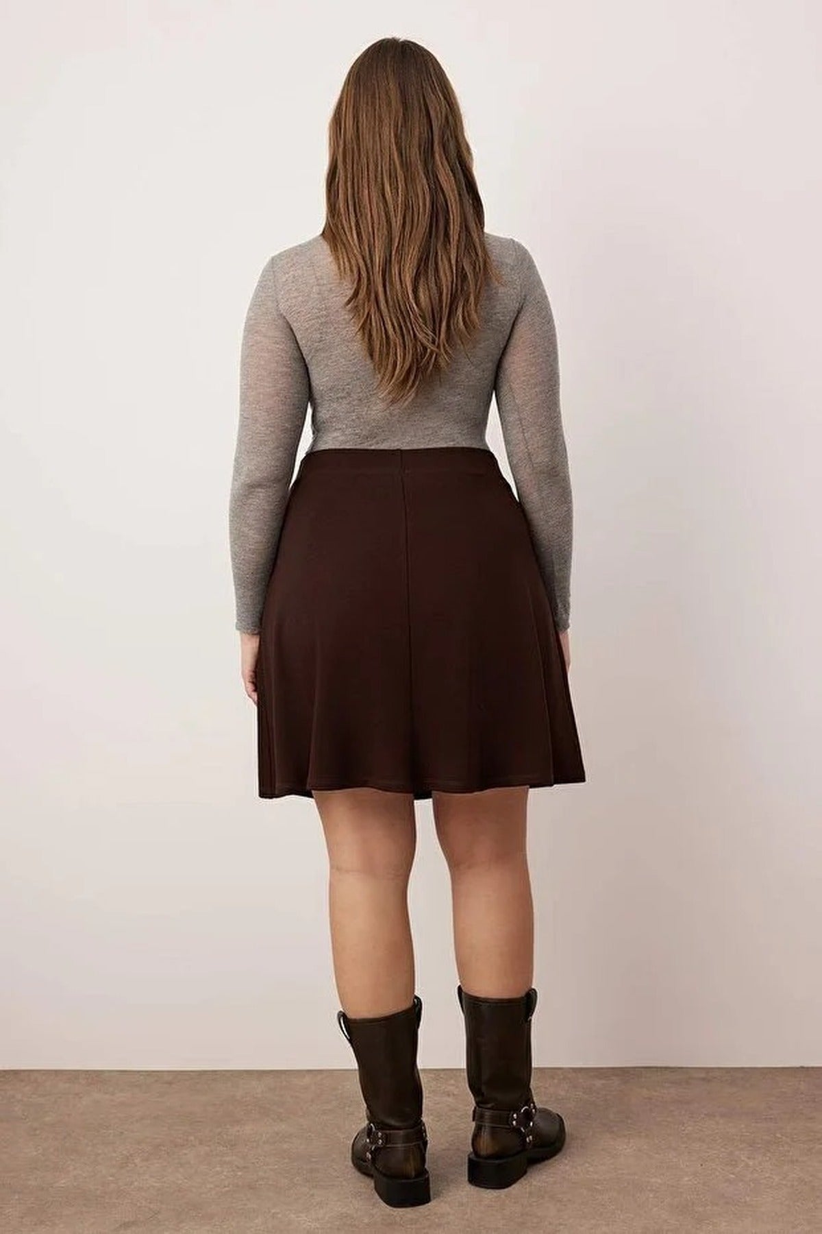 Elastic Waist Mini Knitted Plus Size Skirt