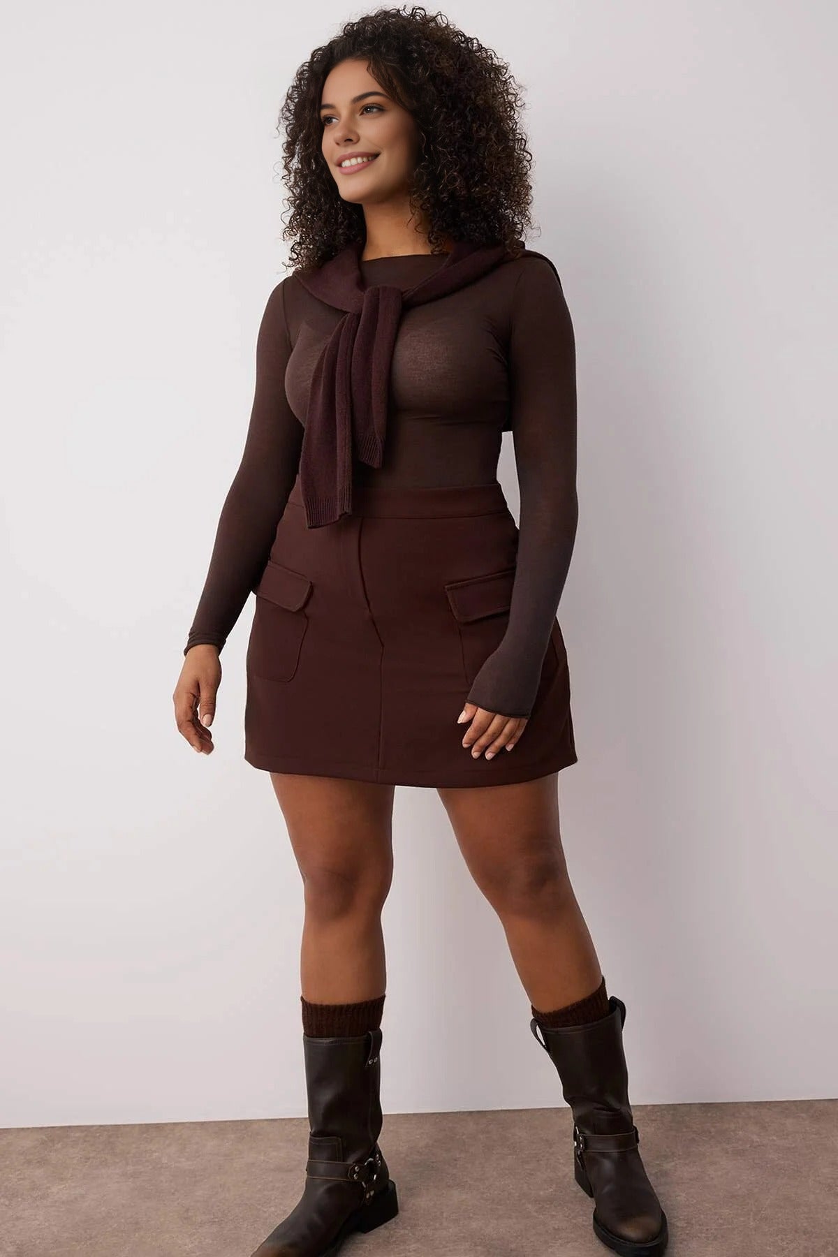 Mini Pocketed Woven Plus Size Skirt