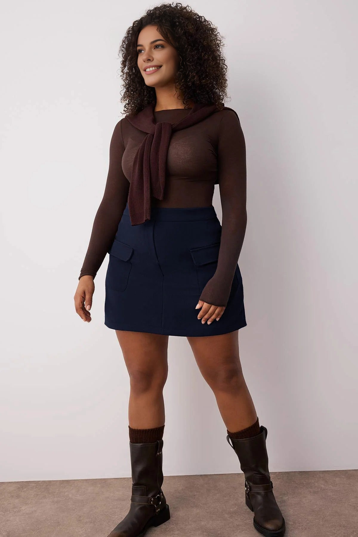 Mini Pocketed Woven Plus Size Skirt