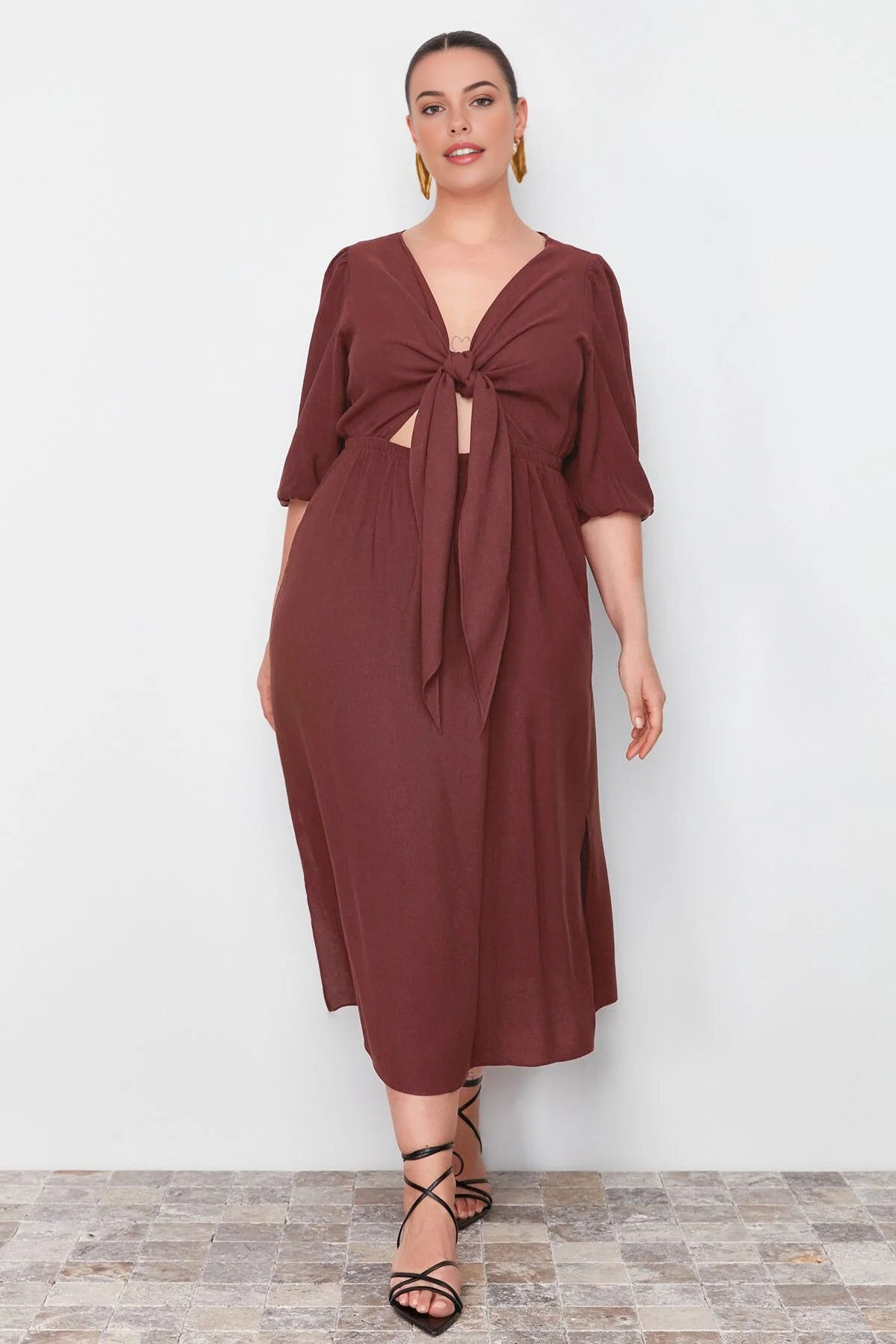 A-line Summer Midi Woven Plus Size Dress
