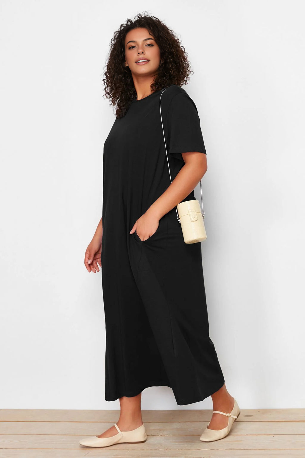 Midi 100% Cotton Knitted T-shirt Dress