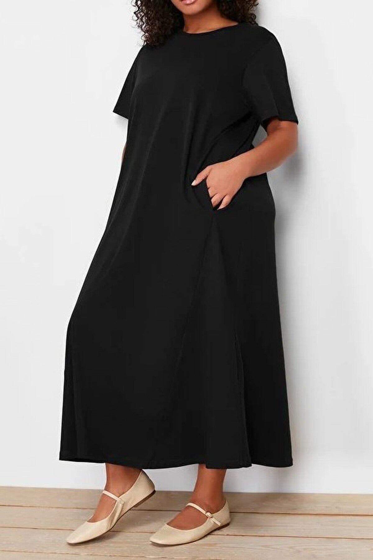 Midi 100% Cotton Knitted T-shirt Dress