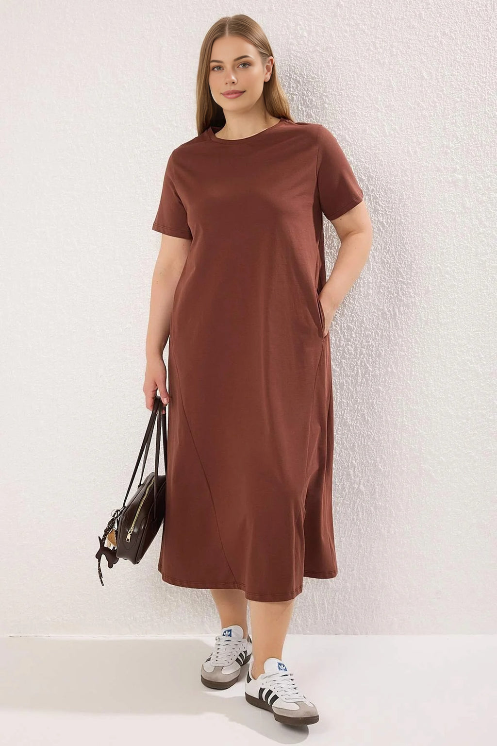 Midi 100% Cotton Knitted T-shirt Dress