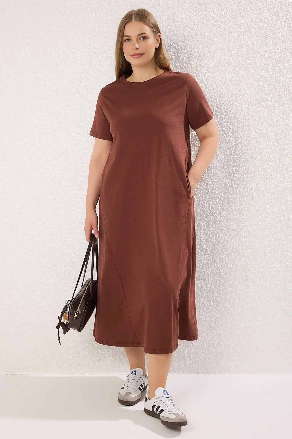 Midi 100% Cotton Knitted T-shirt Dress