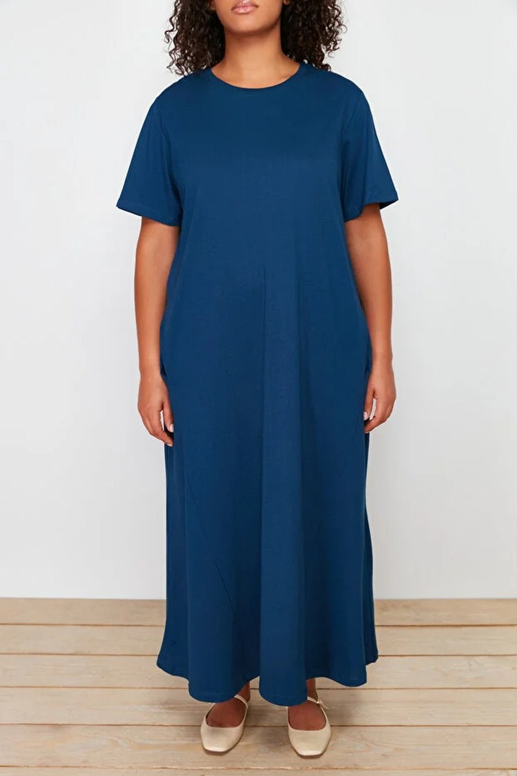 Midi 100% Cotton Knitted T-shirt Dress