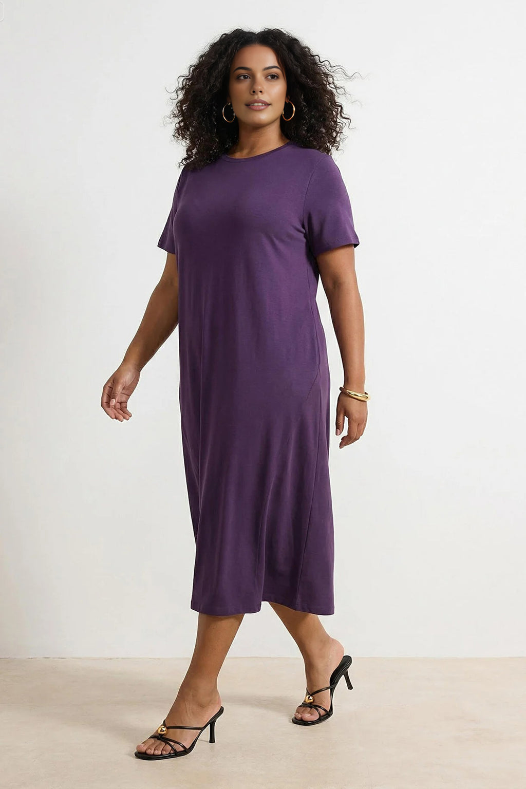 Midi 100% Cotton Knitted T-shirt Dress