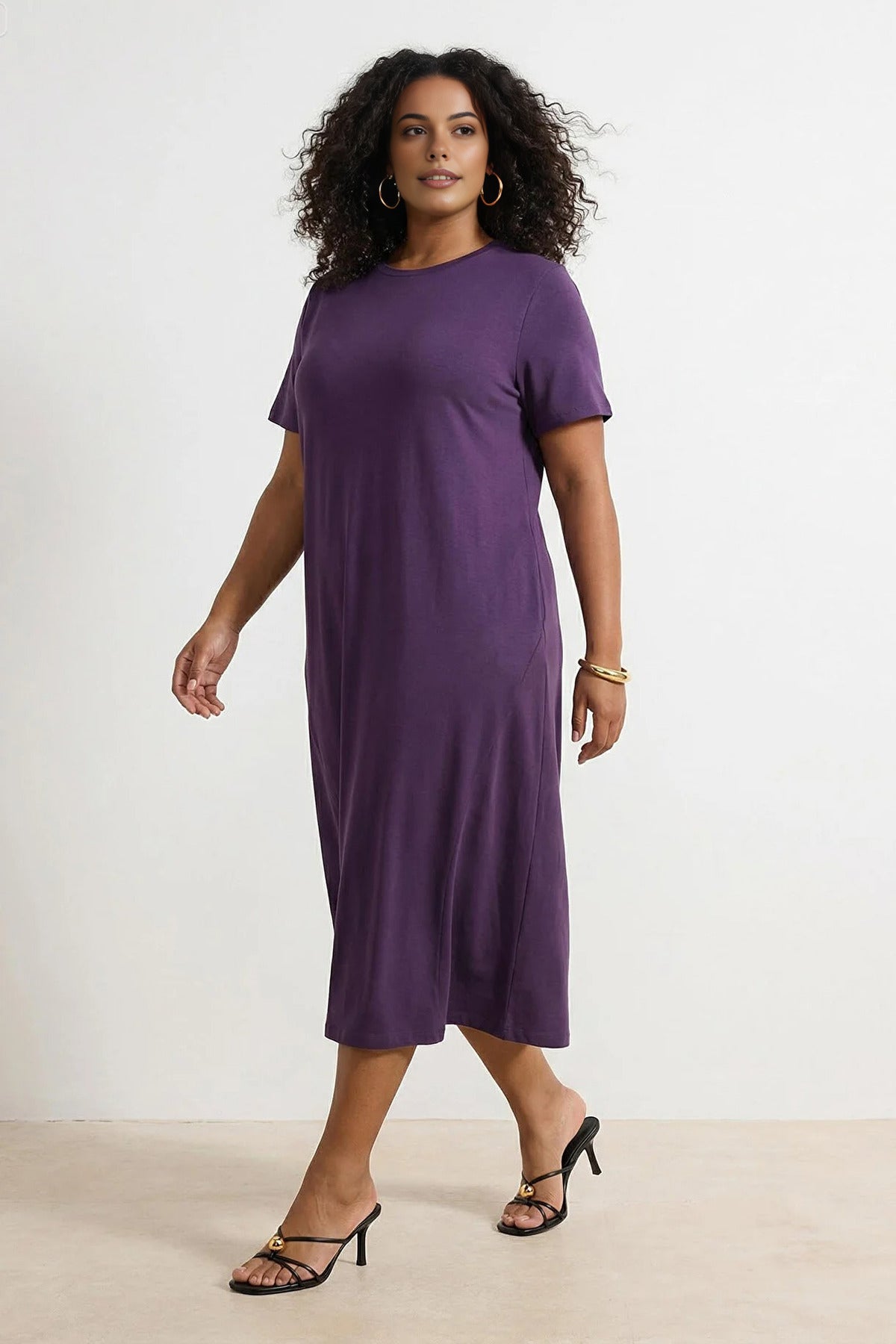 Midi 100% Cotton Knitted T-shirt Dress