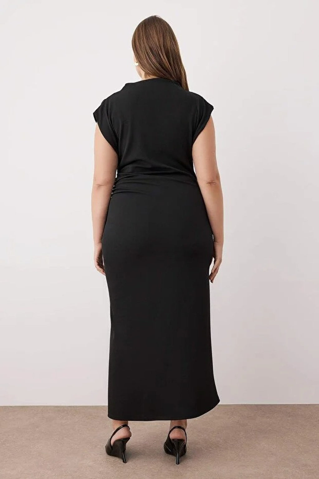 Midi Knit Dress with Gathering Detail