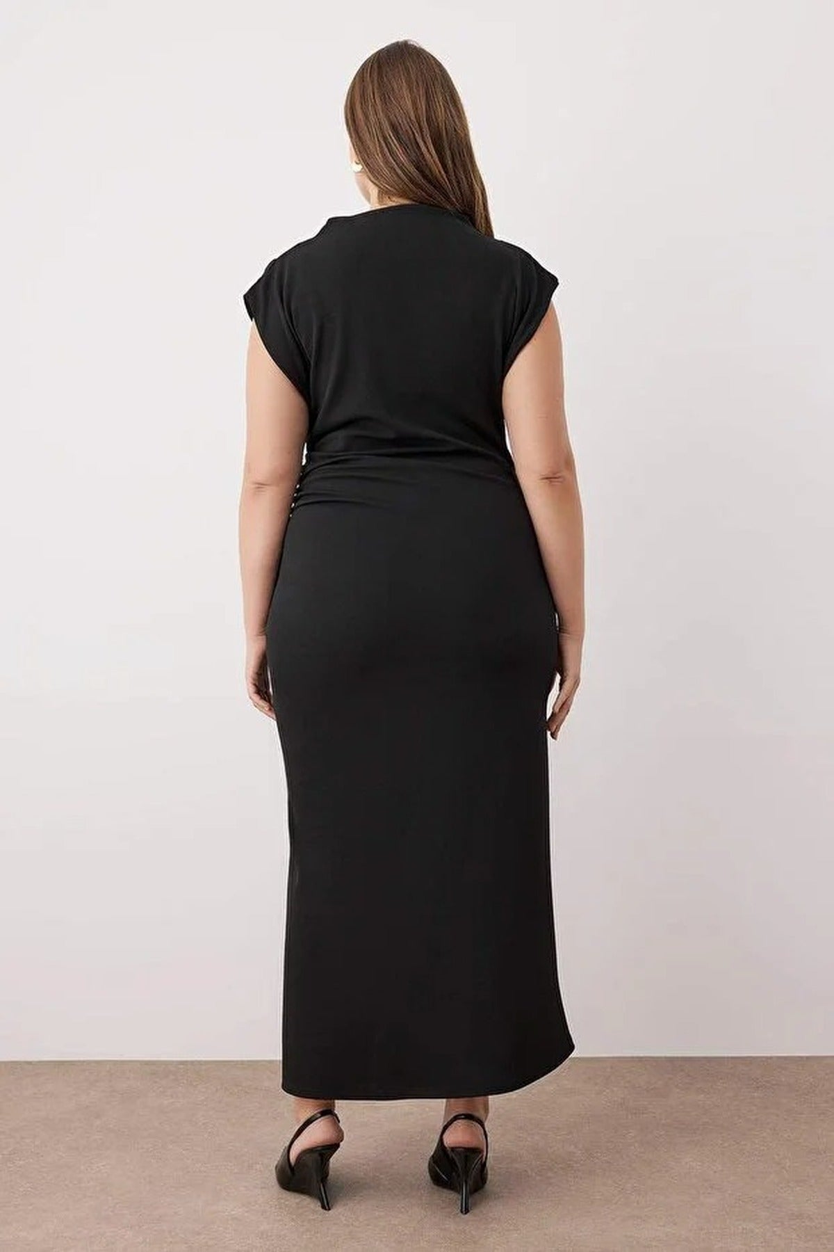 Midi Knit Dress with Gathering Detail