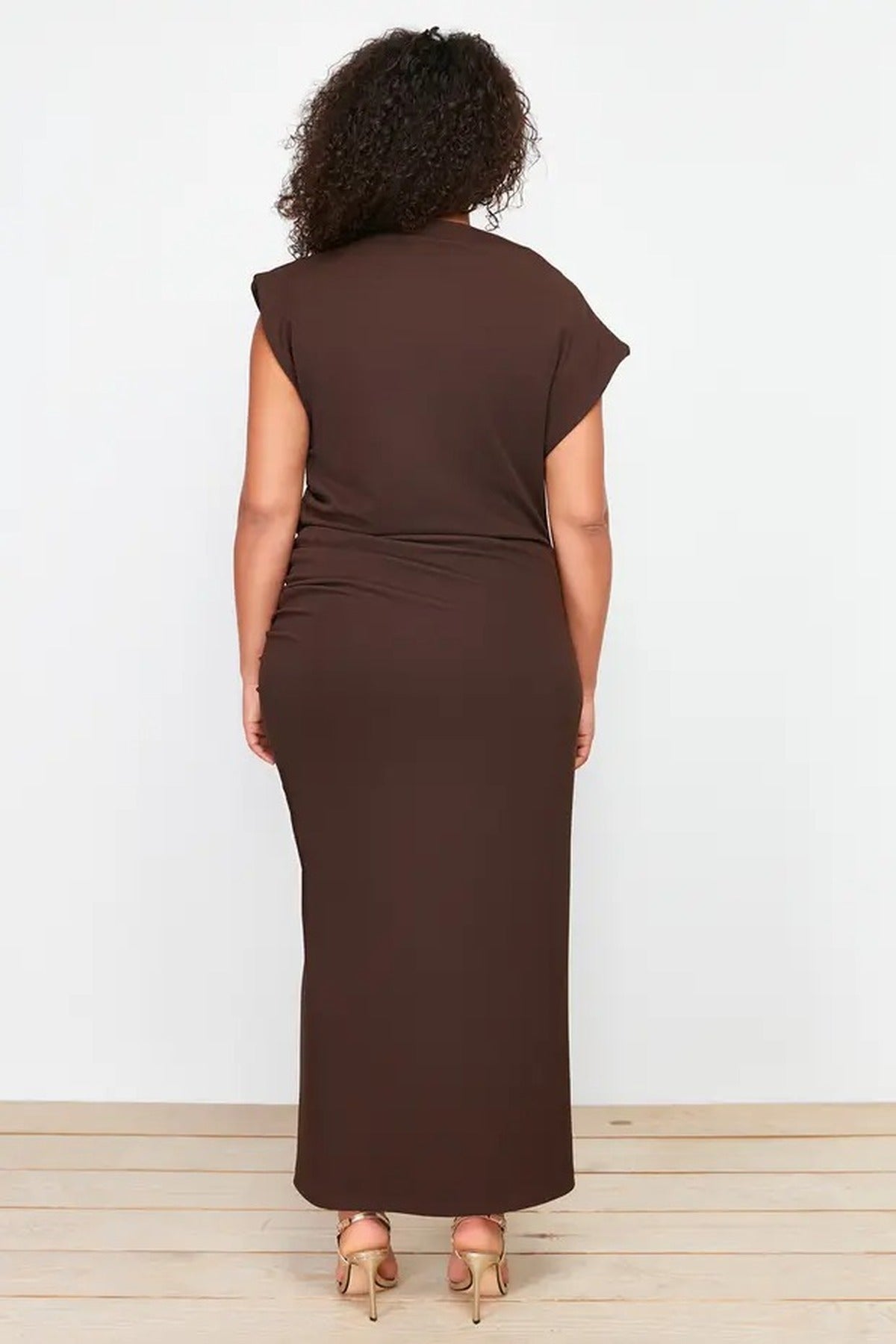 Midi Knit Dress with Gathering Detail