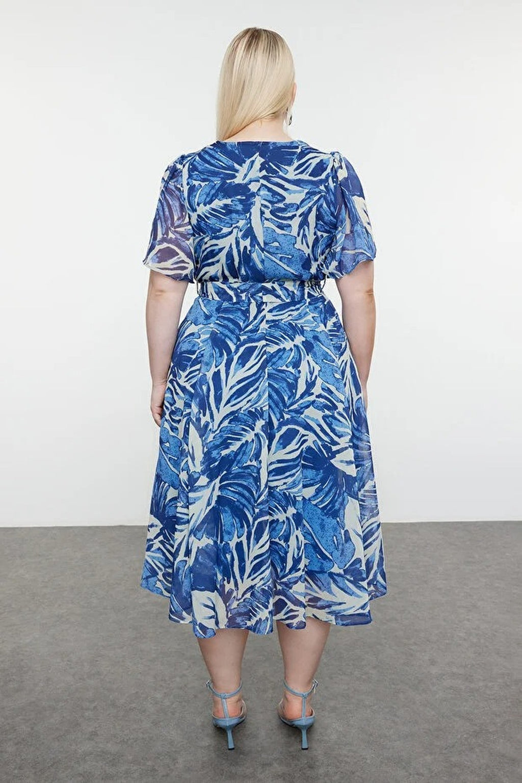 Patterned Chiffon Wrap Dress