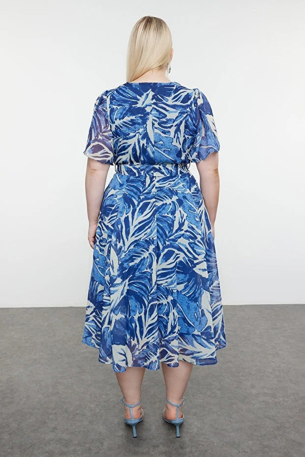 Patterned Chiffon Wrap Dress
