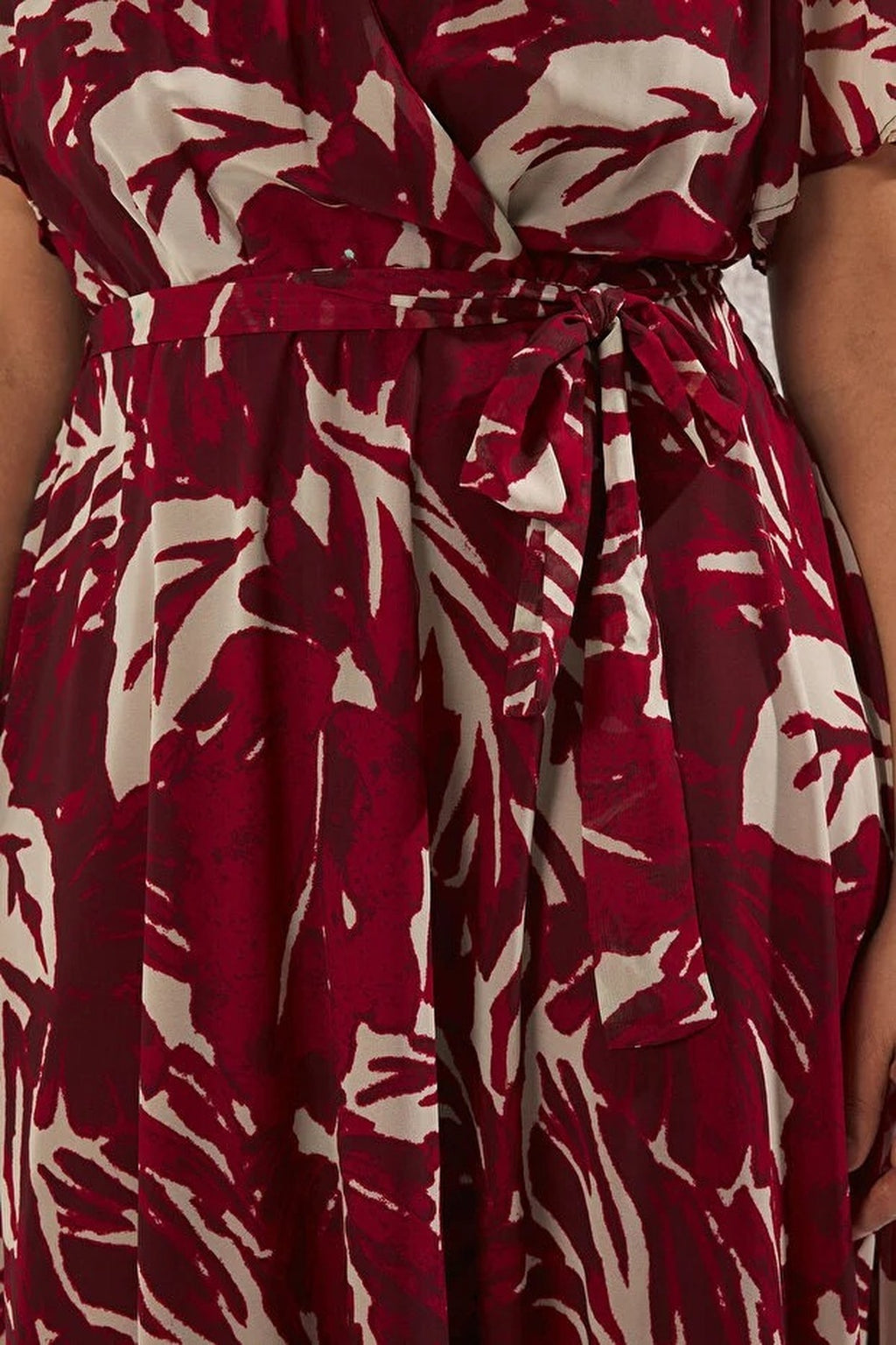 Patterned Chiffon Wrap Dress