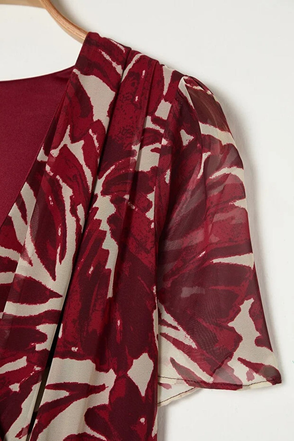 Patterned Chiffon Wrap Dress