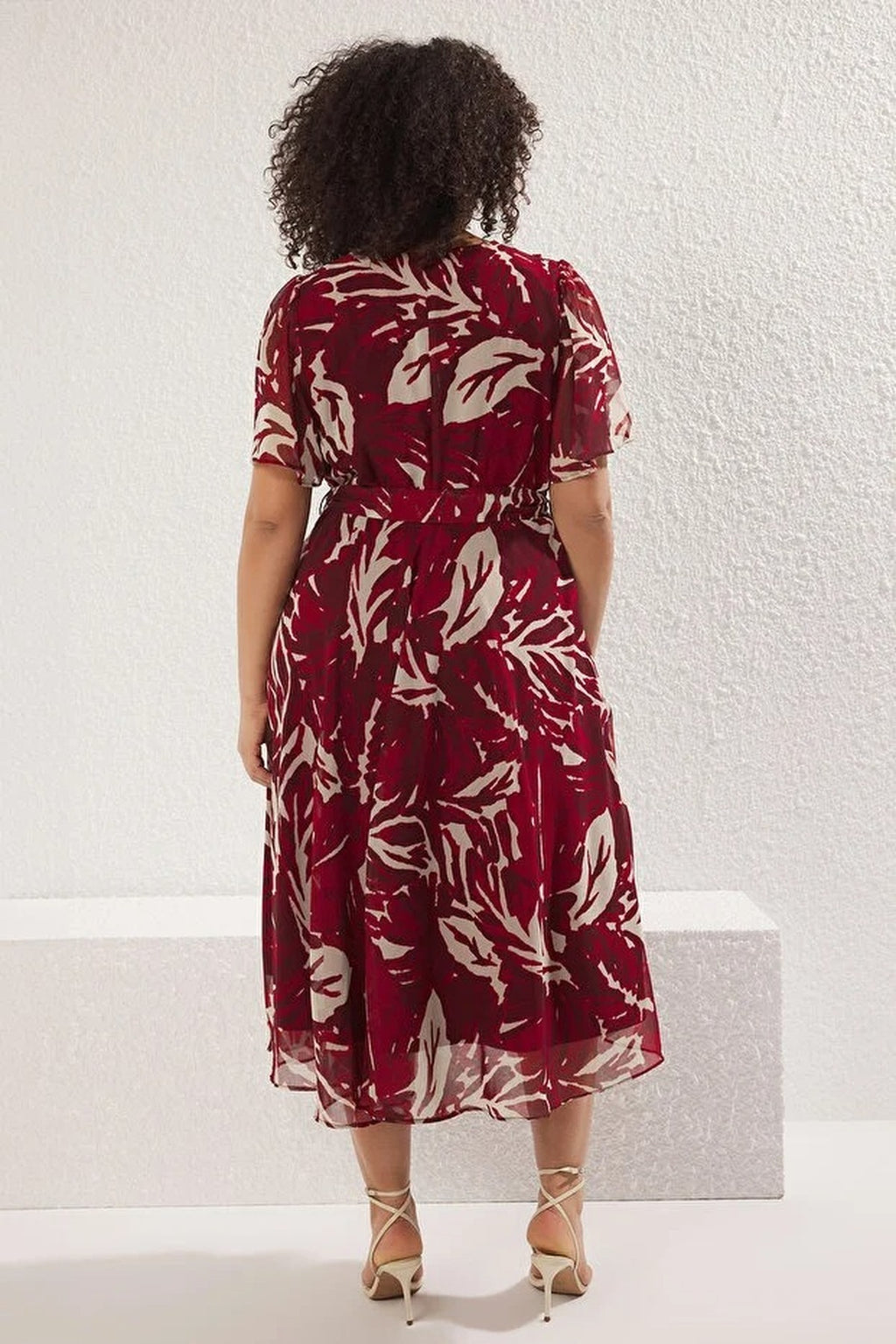 Patterned Chiffon Wrap Dress