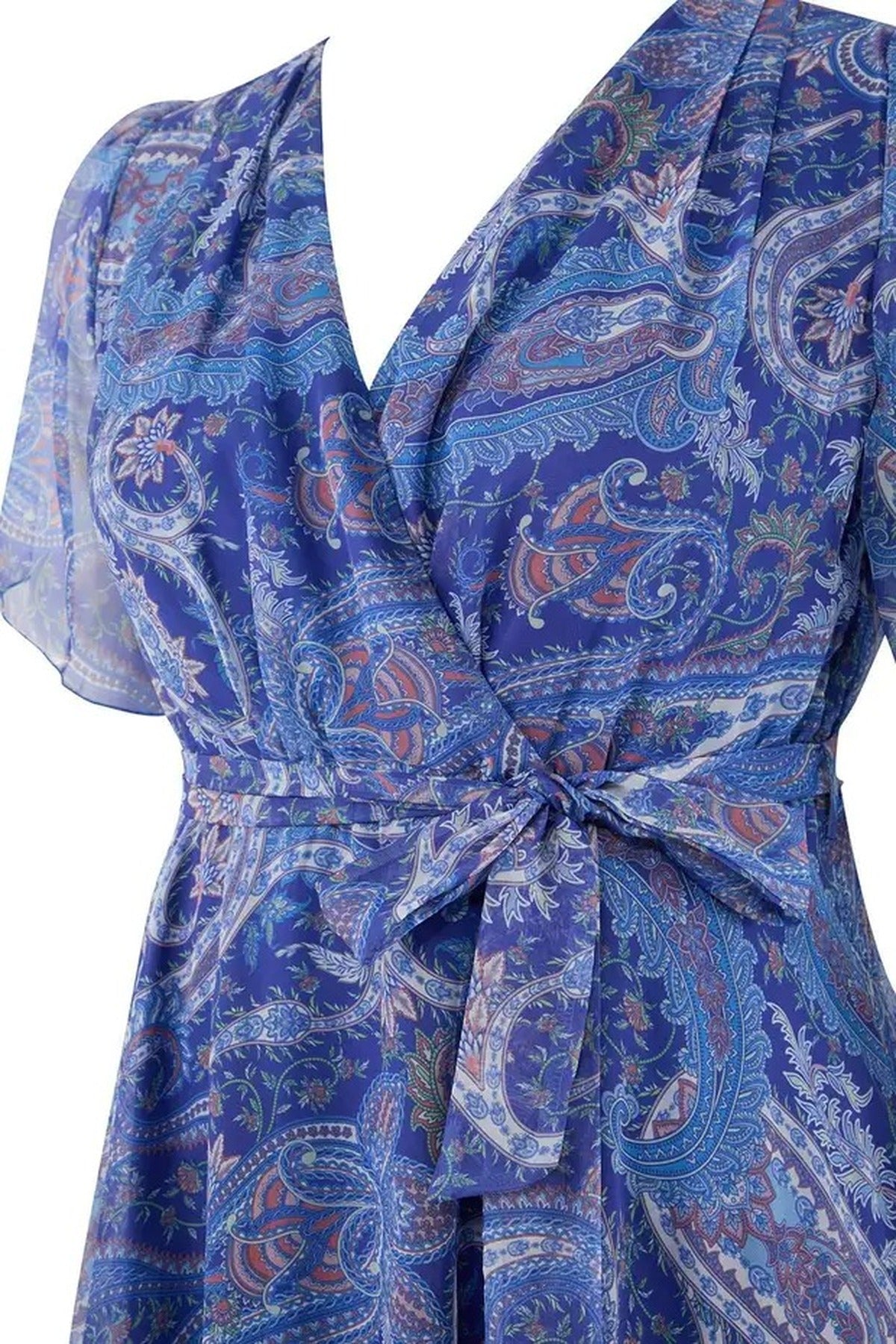 Patterned Chiffon Wrap Dress