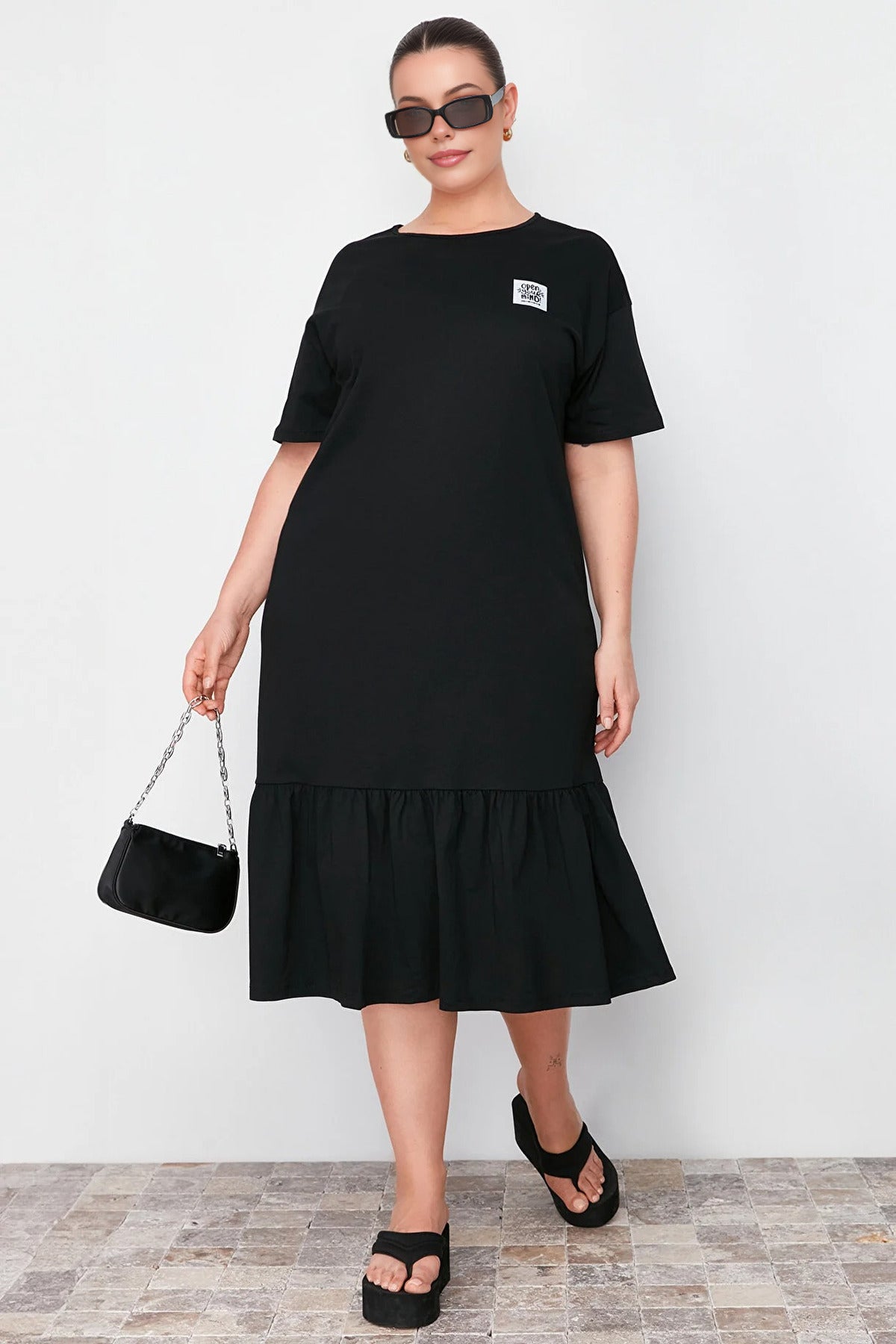 100% Cotton Knitted Plus Size T-shirt Dress