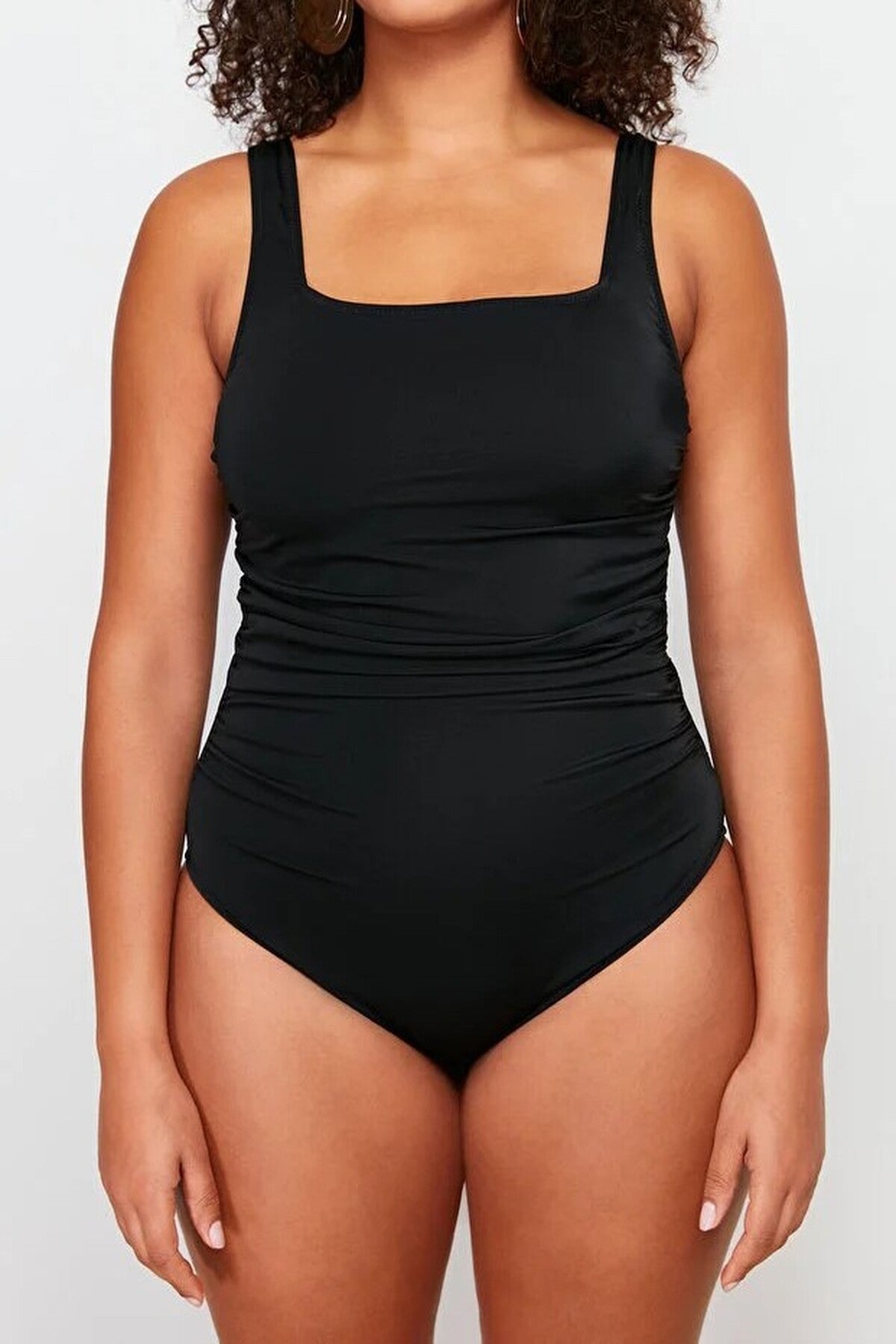 Square Neck Ruched Plus Size Swimsuit