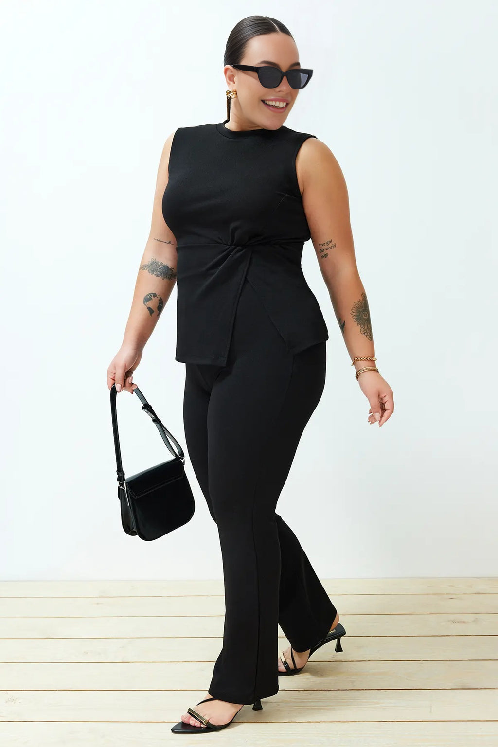 2- Piece Knitted Seasonal Top and Bottom Set with Slit Detail