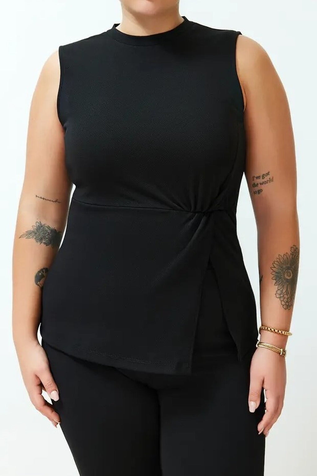 2- Piece Knitted Seasonal Top and Bottom Set with Slit Detail