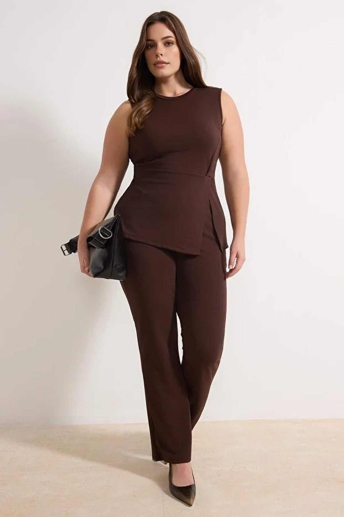 2- Piece Knitted Seasonal Top and Bottom Set with Slit Detail