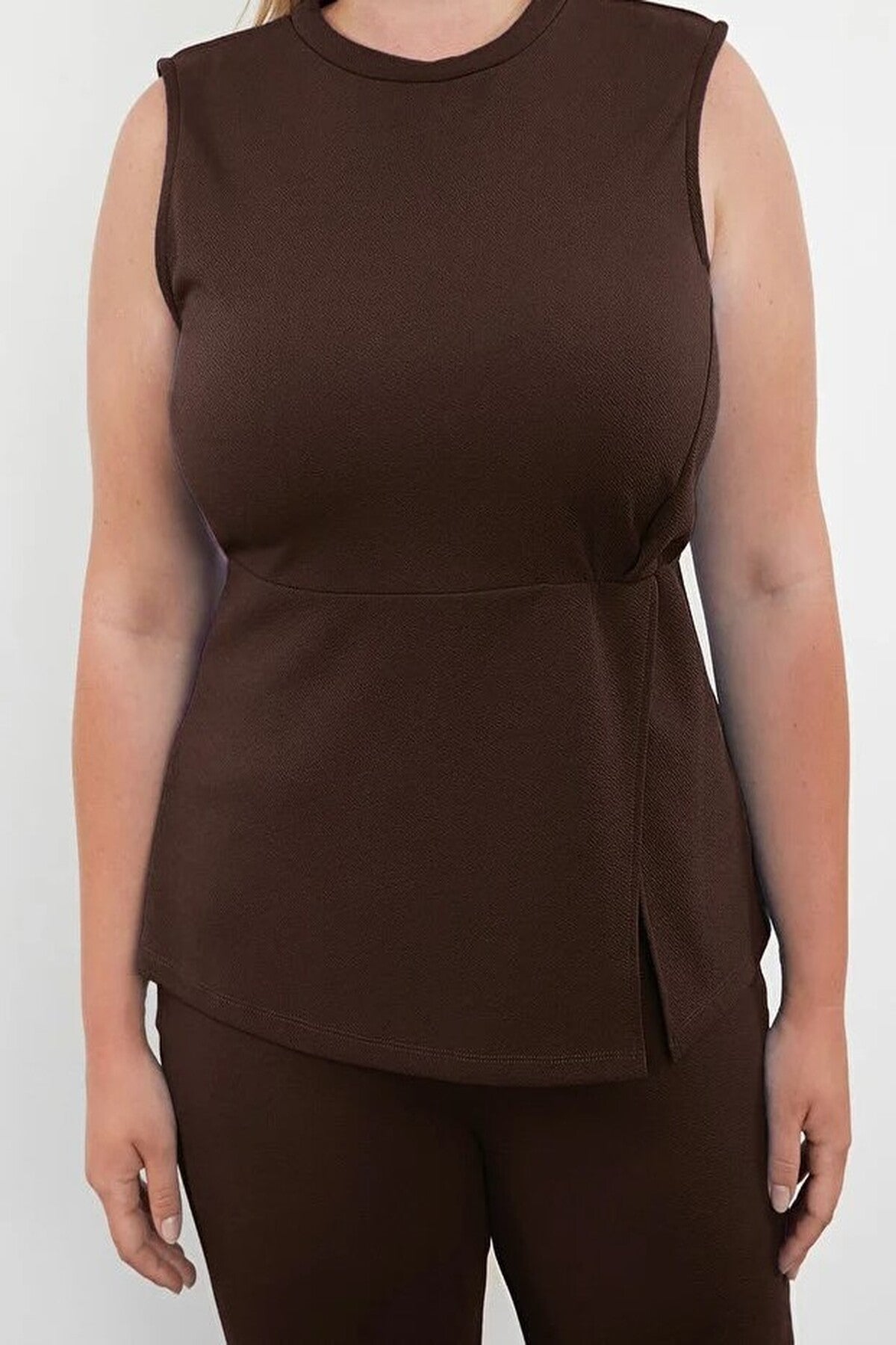 2- Piece Knitted Seasonal Top and Bottom Set with Slit Detail