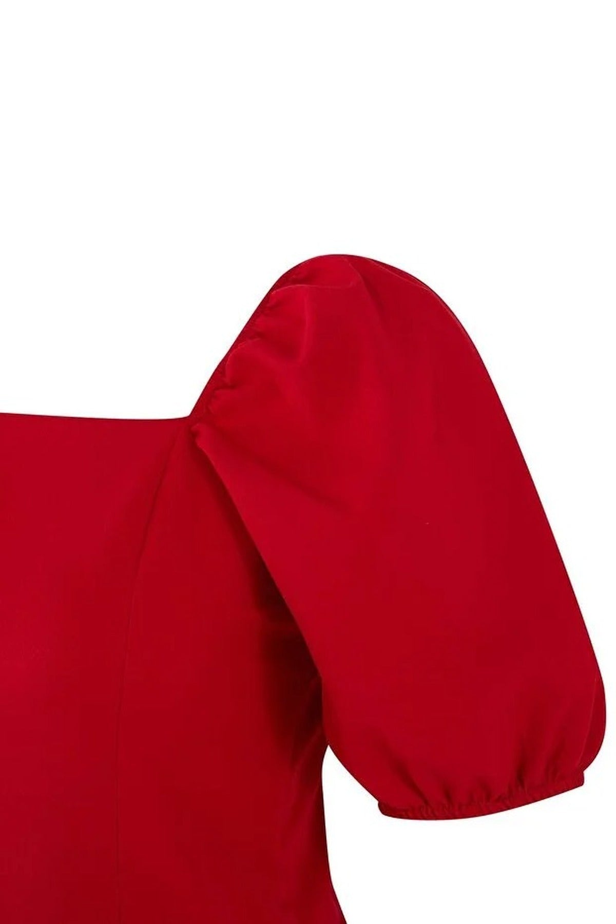 Square Neck Balloon Sleeve Button Detail Woven Plus Size Blouse