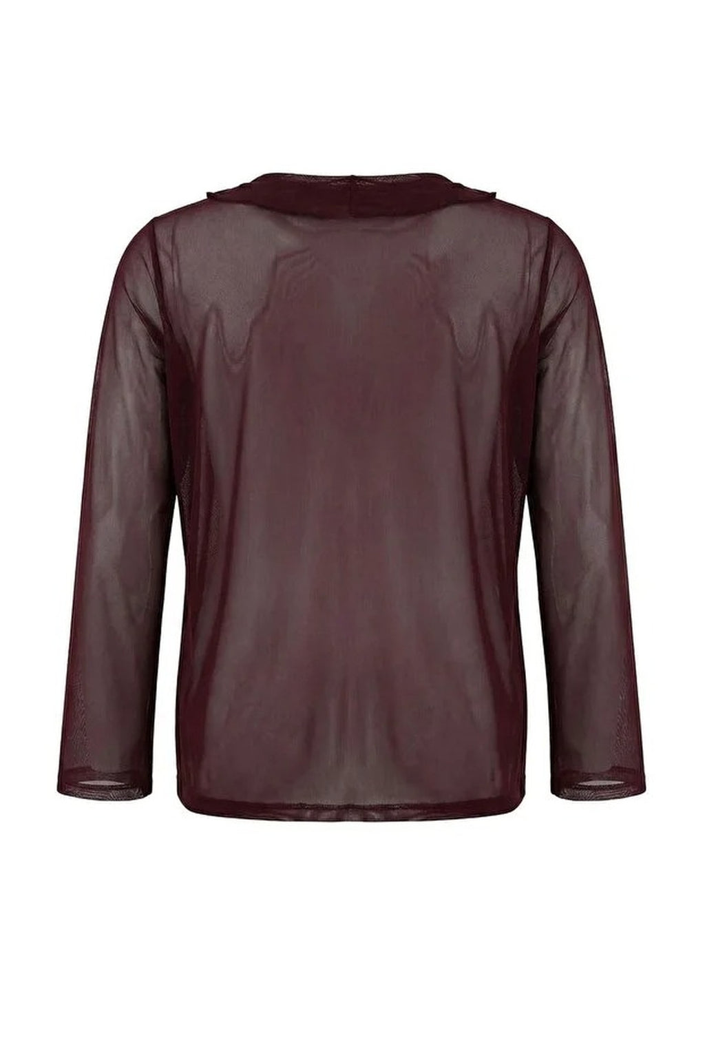 Tie-Up Tulle Knit Plus Size Blouse