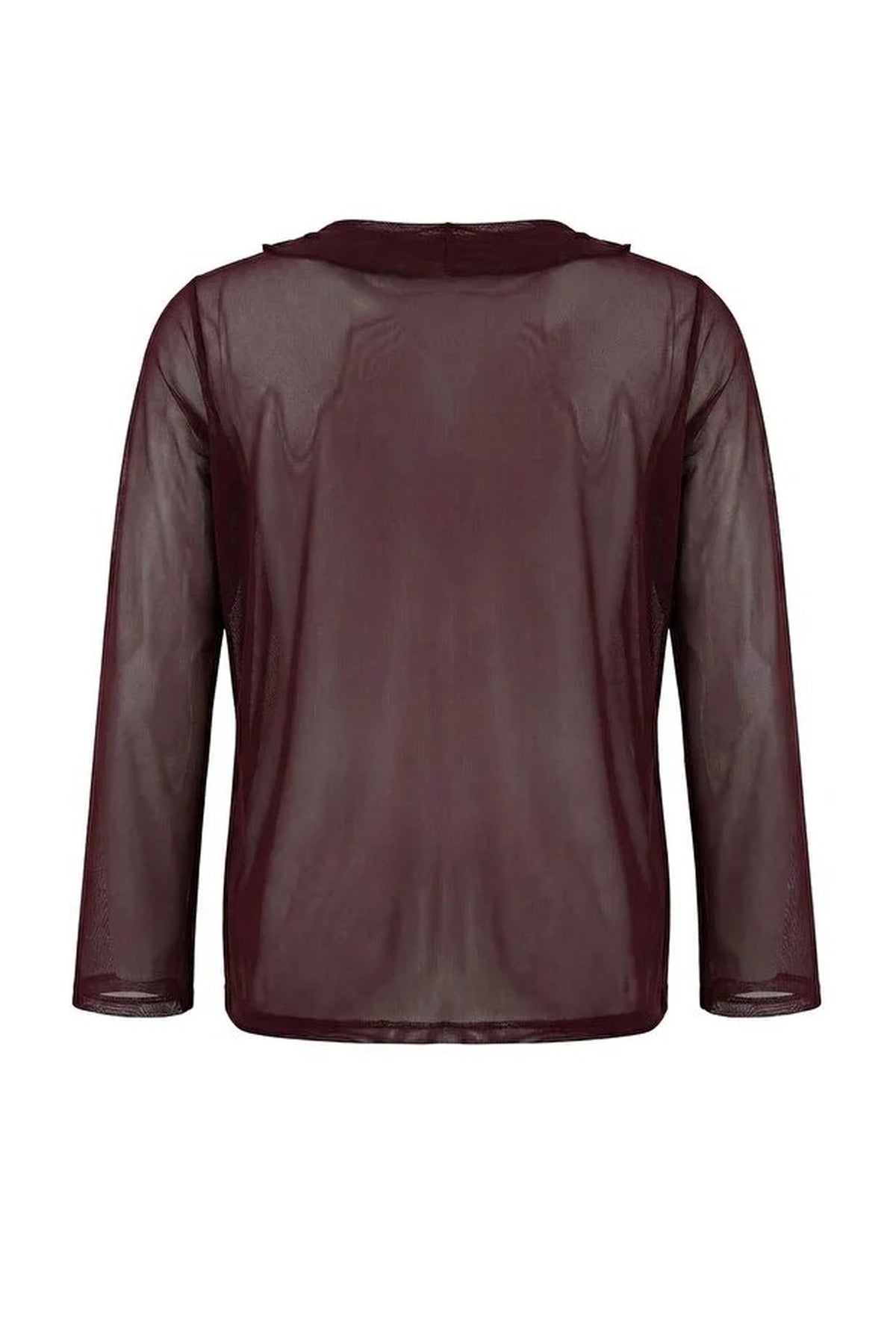 Tie-Up Tulle Knit Plus Size Blouse