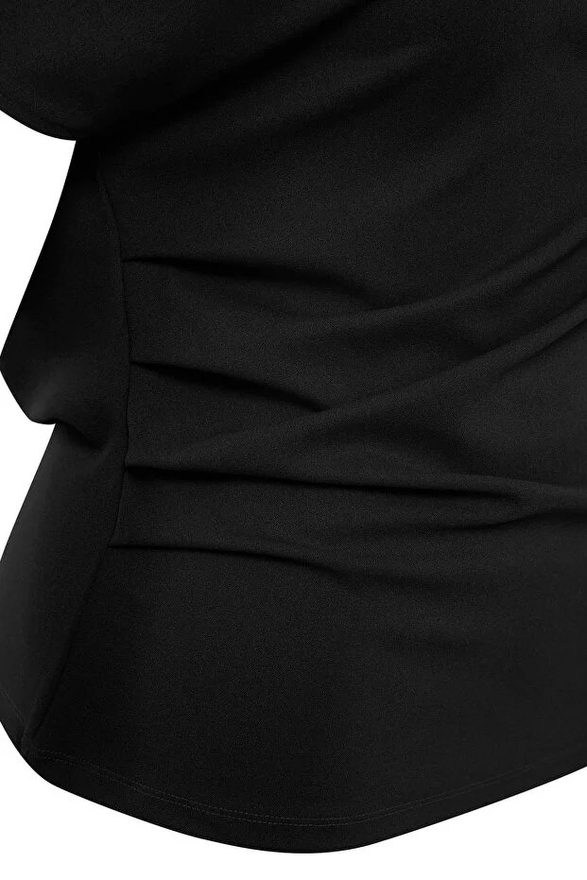 Draped Detail Asymmetrical Collar Knitted Blouse