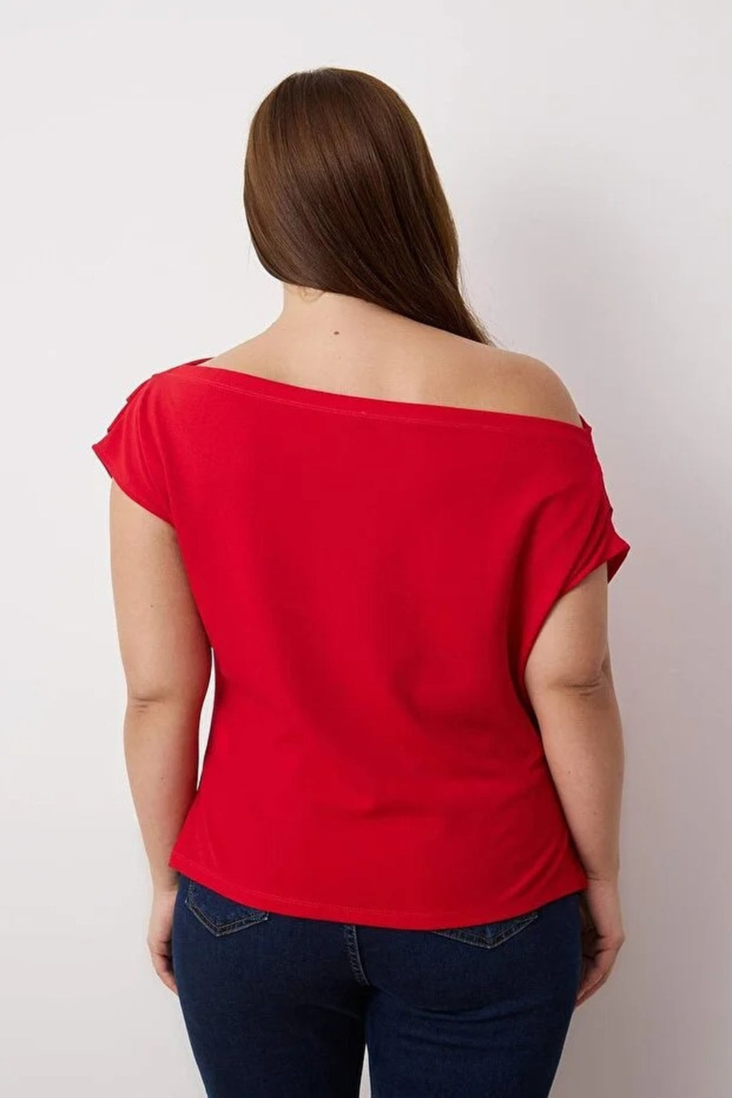 Draped Detail Asymmetrical Collar Knitted Blouse