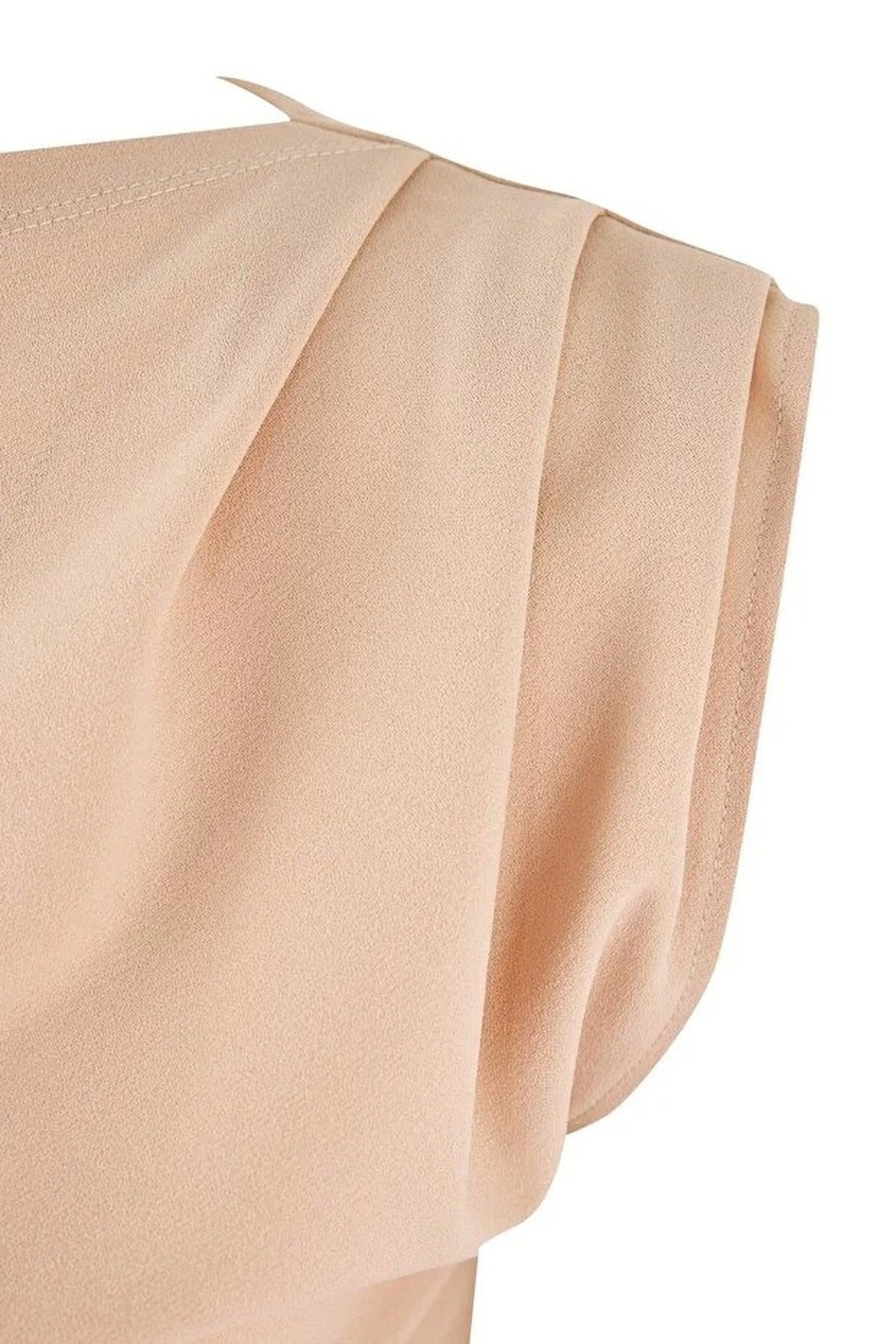 Draped Detail Asymmetrical Collar Knitted Blouse