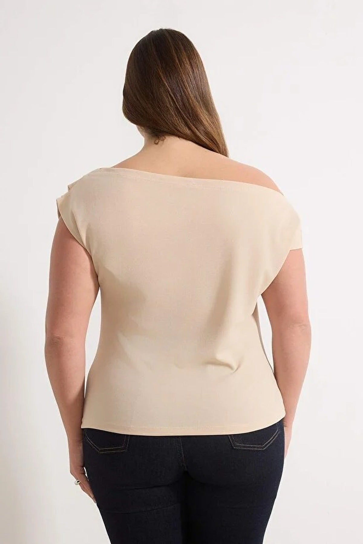 Draped Detail Asymmetrical Collar Knitted Blouse