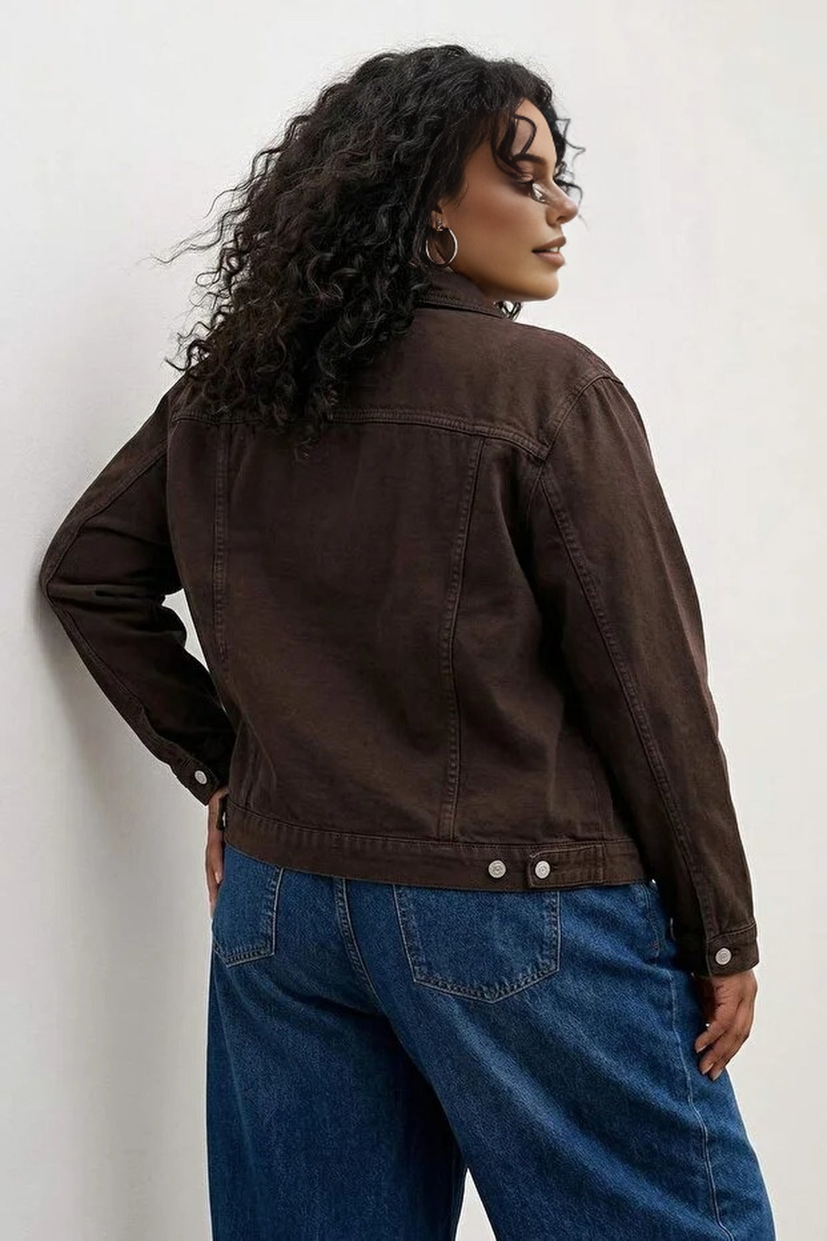 Stretch Crop Plus Size Denim Jacket