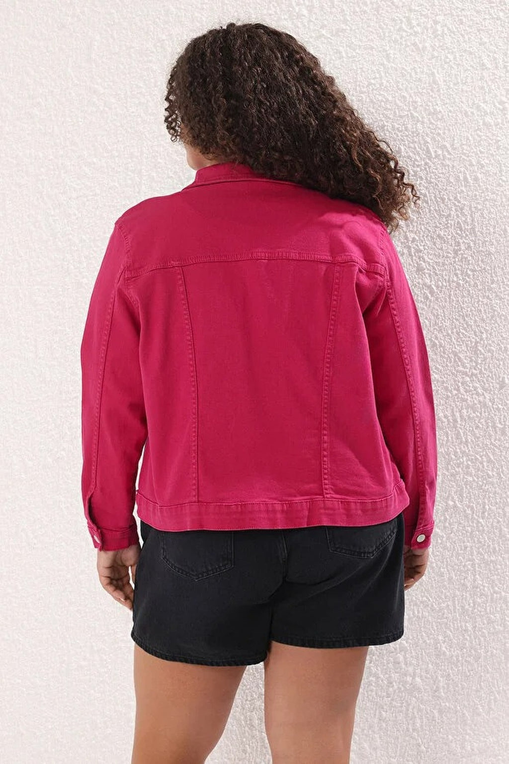 Stretch Crop Plus Size Denim Jacket