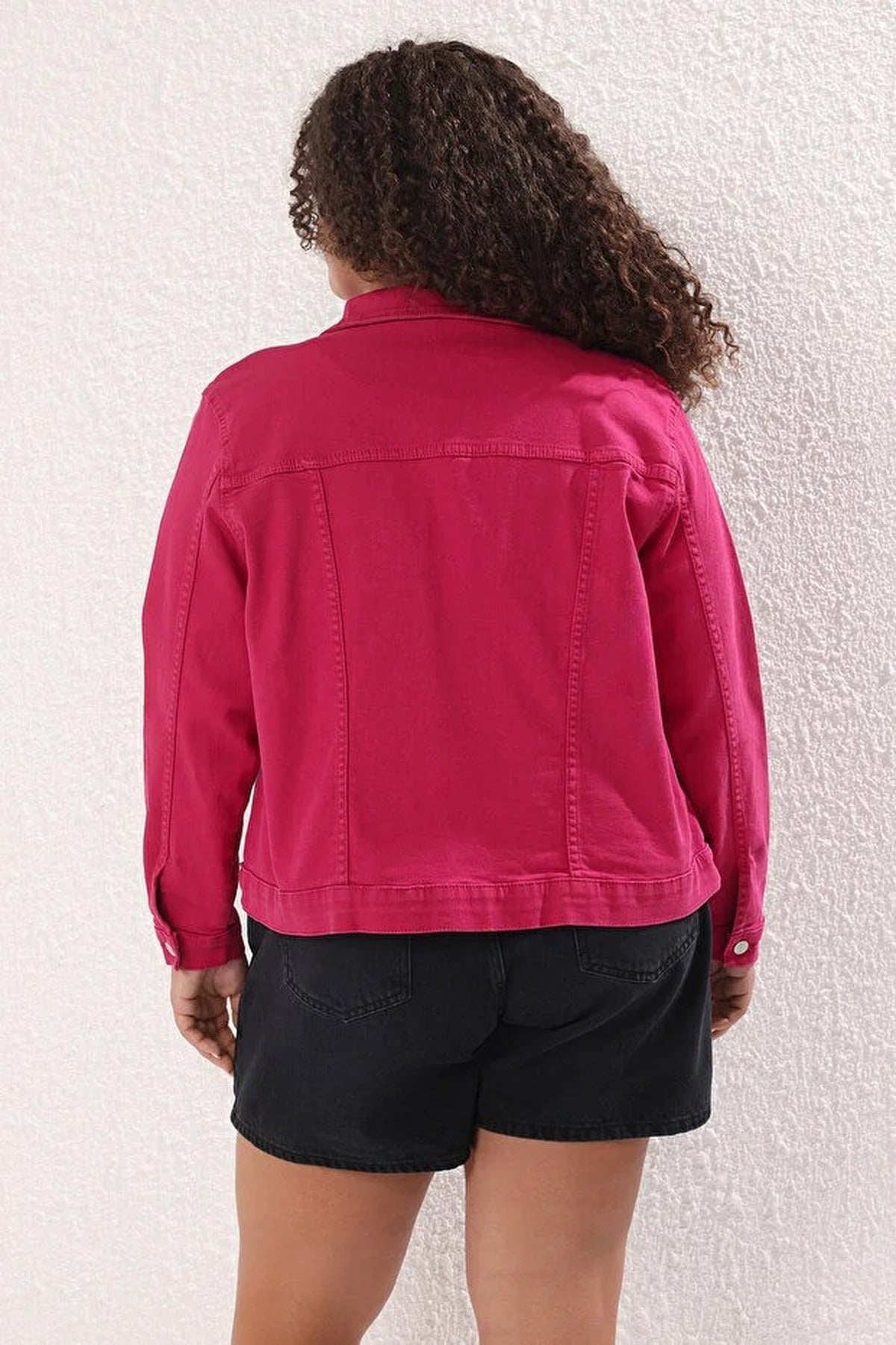 Stretch Crop Plus Size Denim Jacket