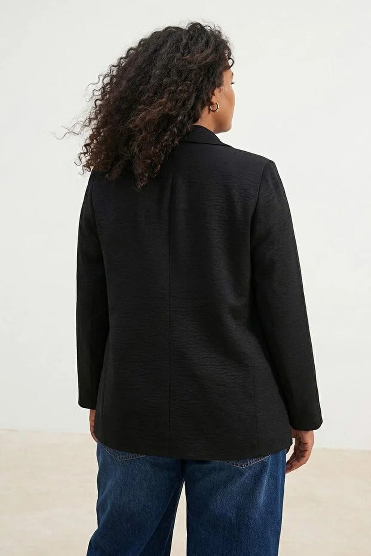 Linen-Look Woven Plus Size Jacket