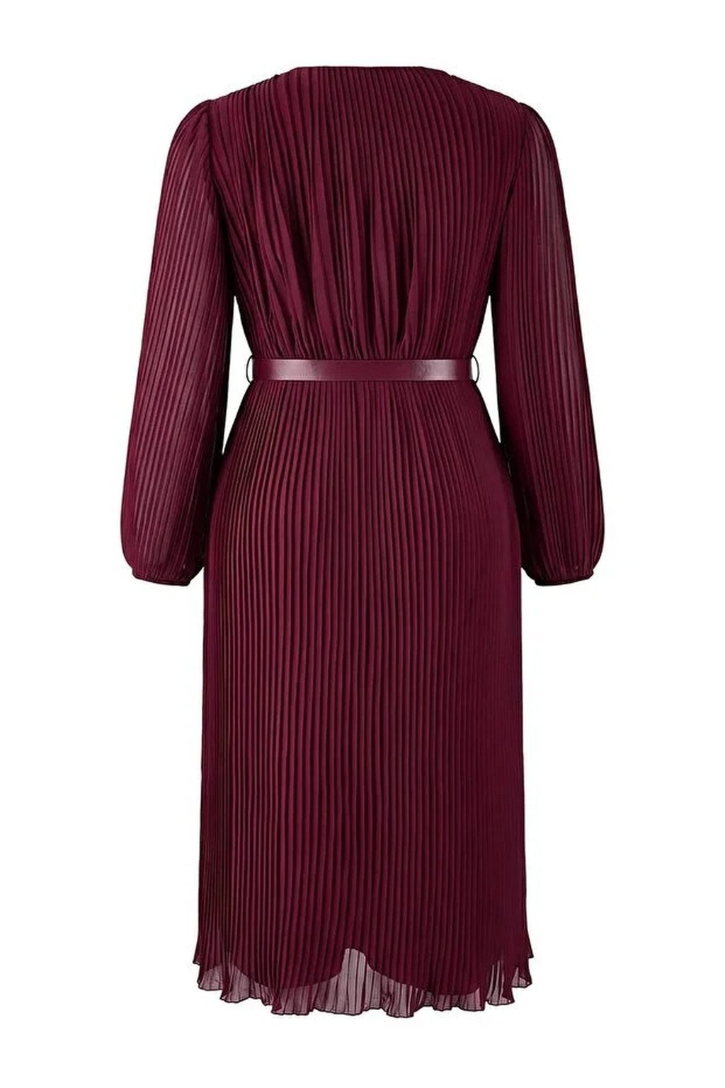 Pleated Belted Midi Woven Plus Size Dress