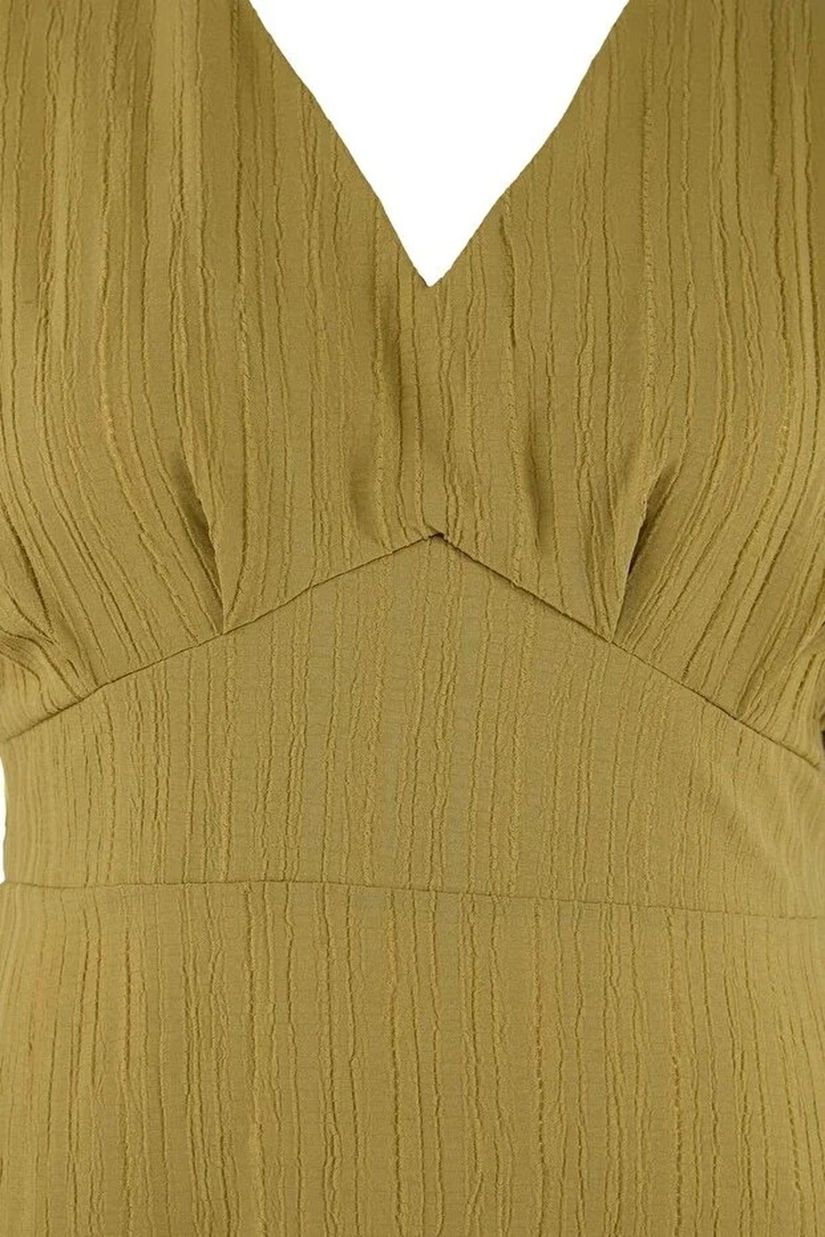 V-Neck Short Sleeve Textured Fabric Woven Maxi Plus Size Dress