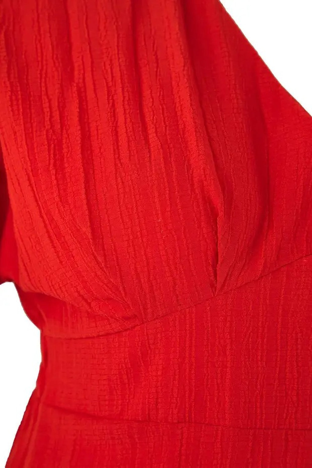 V-Neck Short Sleeve Textured Fabric Woven Maxi Plus Size Dress