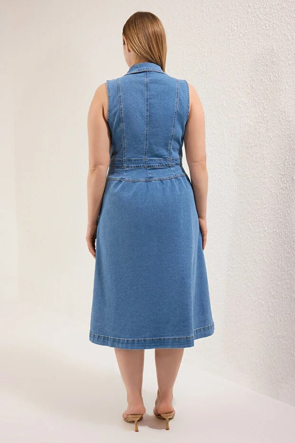 Jacket Collar A-line Comfort Denim Plus Size Dress