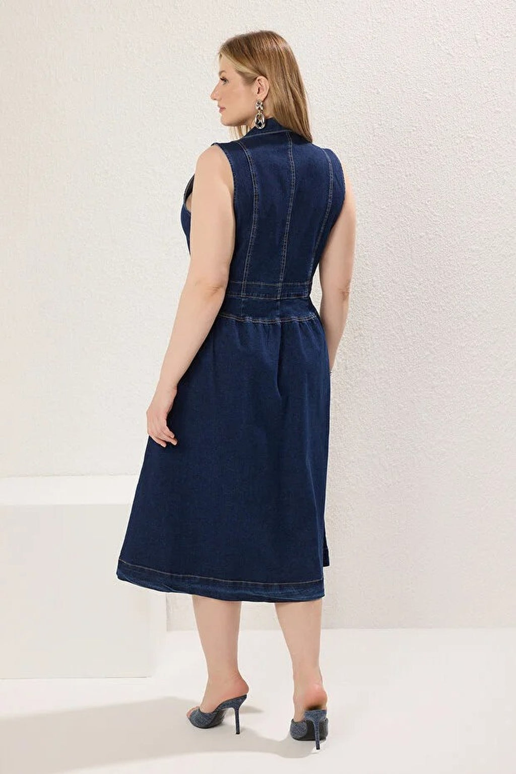 Jacket Collar A-line Comfort Denim Plus Size Dress