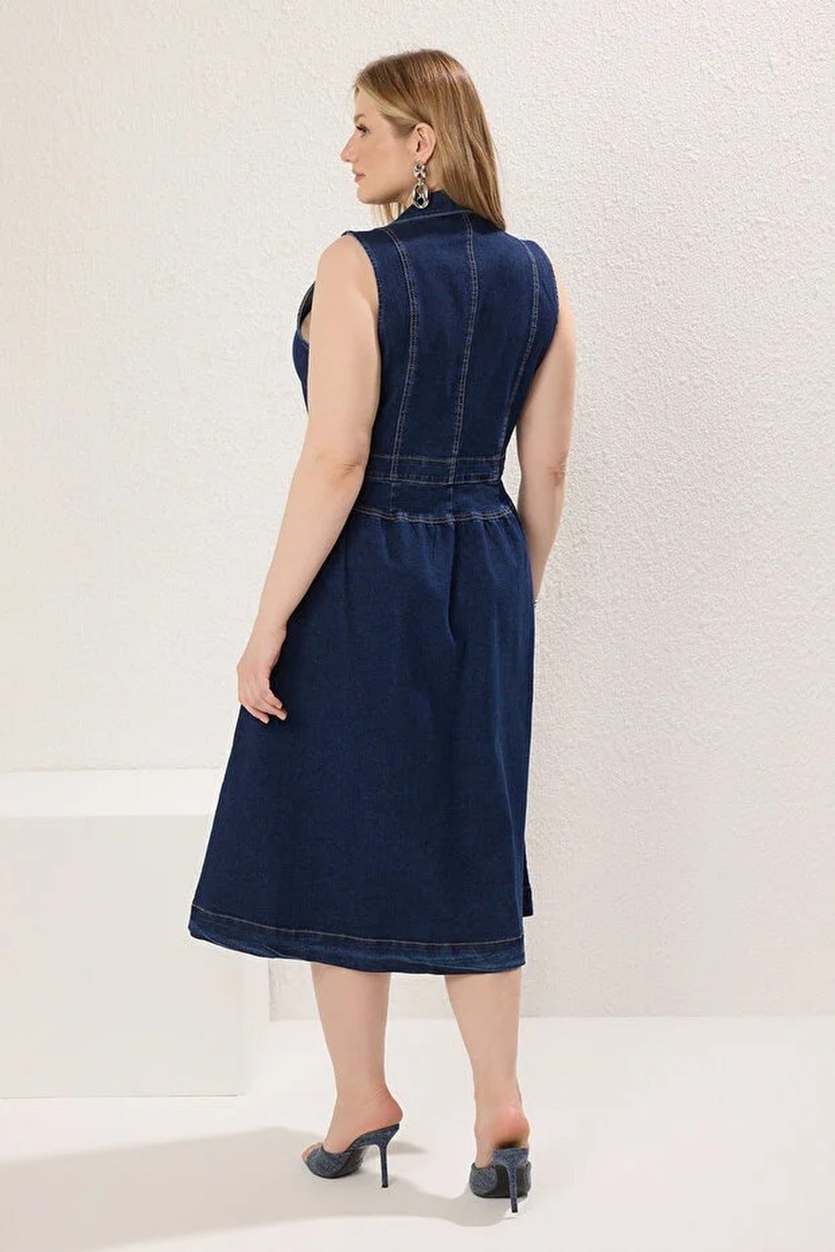 Jacket Collar A-line Comfort Denim Plus Size Dress
