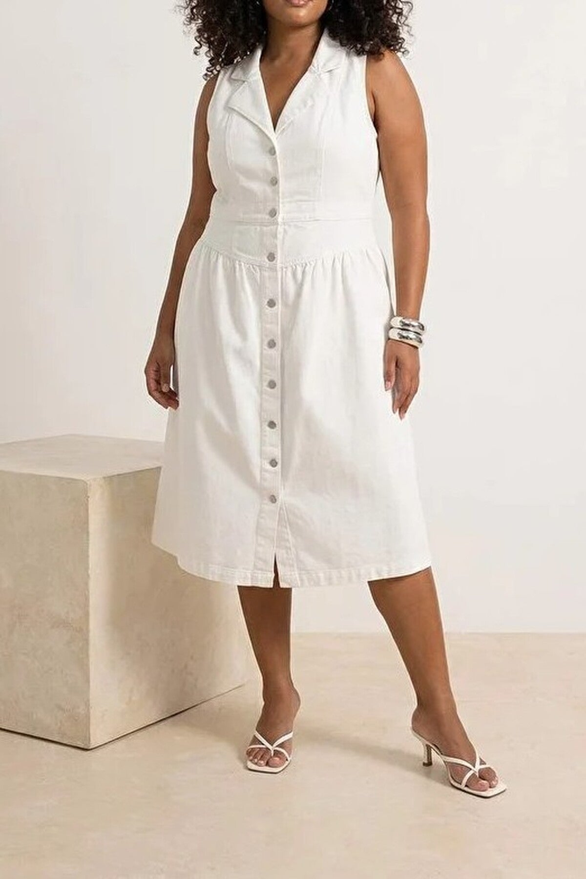 Jacket Collar A-line Comfort Denim Plus Size Dress