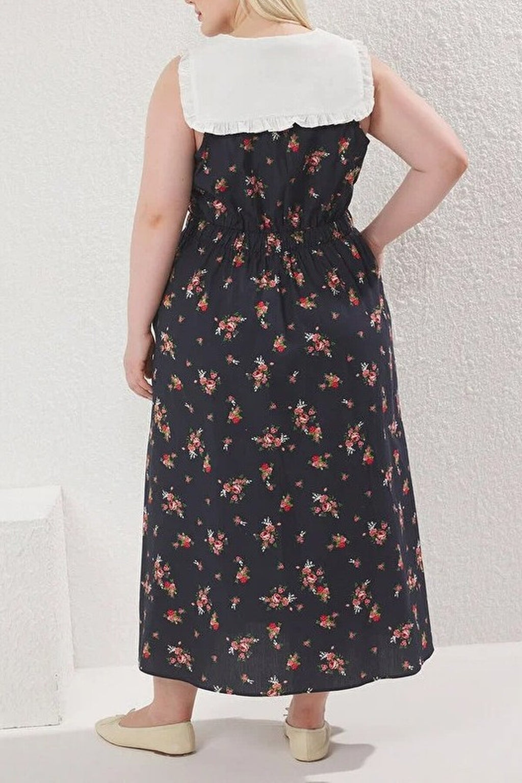 Floral Poplin 100% Cotton Midi Woven Plus Size Dress