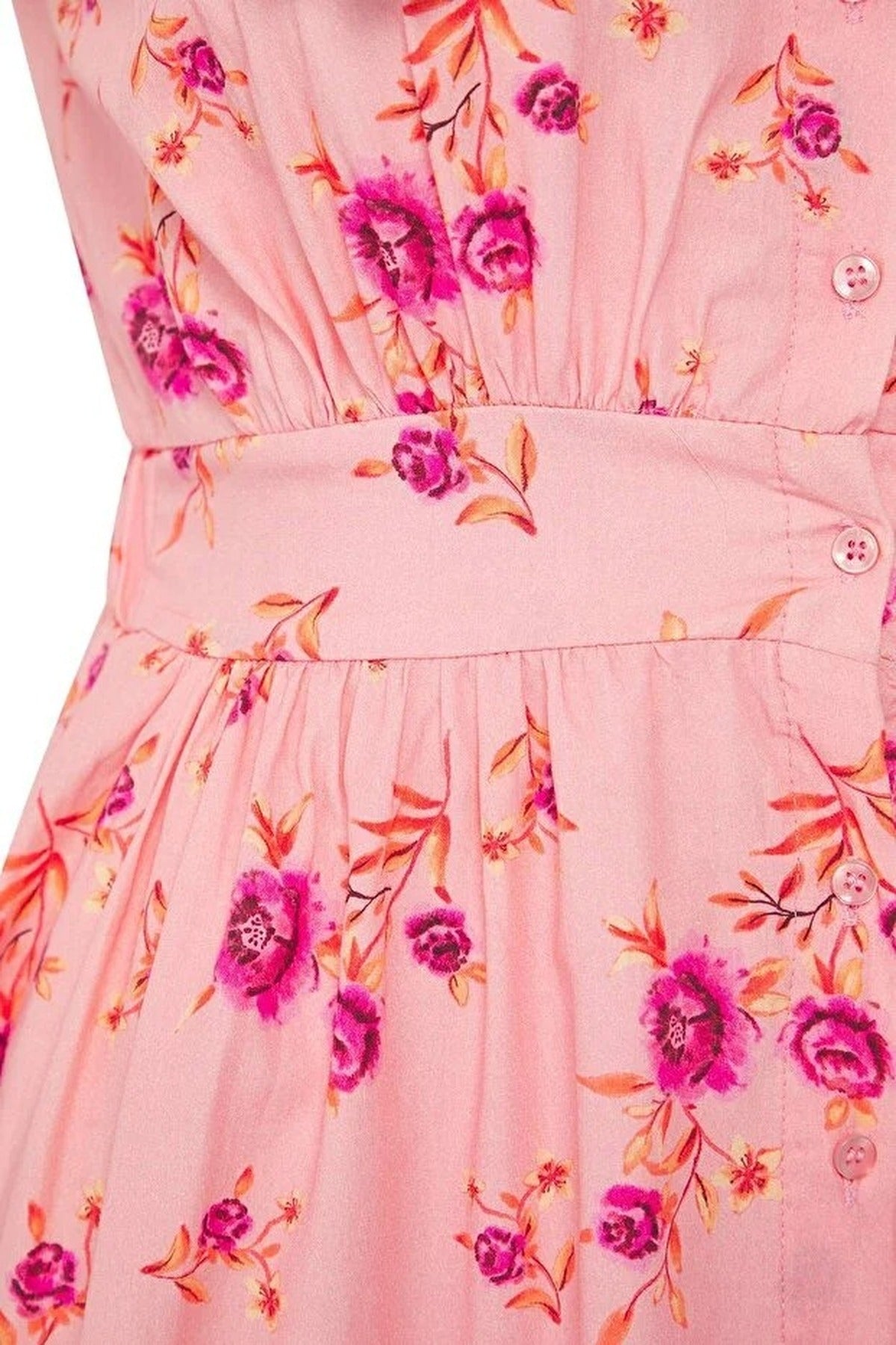 Floral Poplin 100% Cotton Midi Woven Plus Size Dress